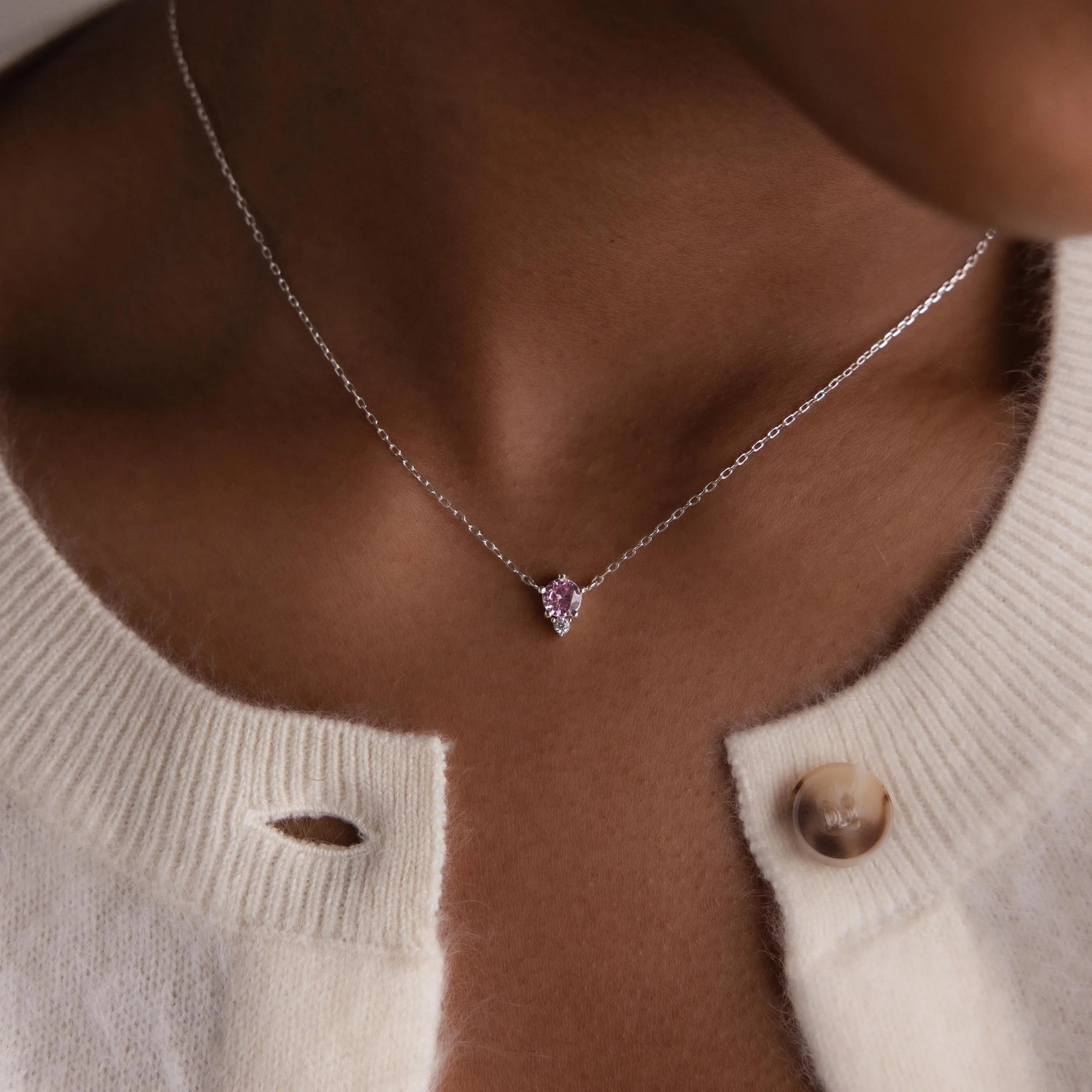 Dainty Birthstone Drop Necklace