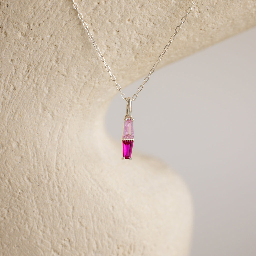 Toi et Moi Tapered Birthstone Necklace