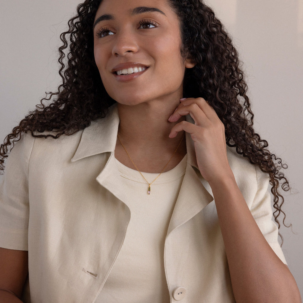 Toi et Moi Tapered Birthstone Necklace