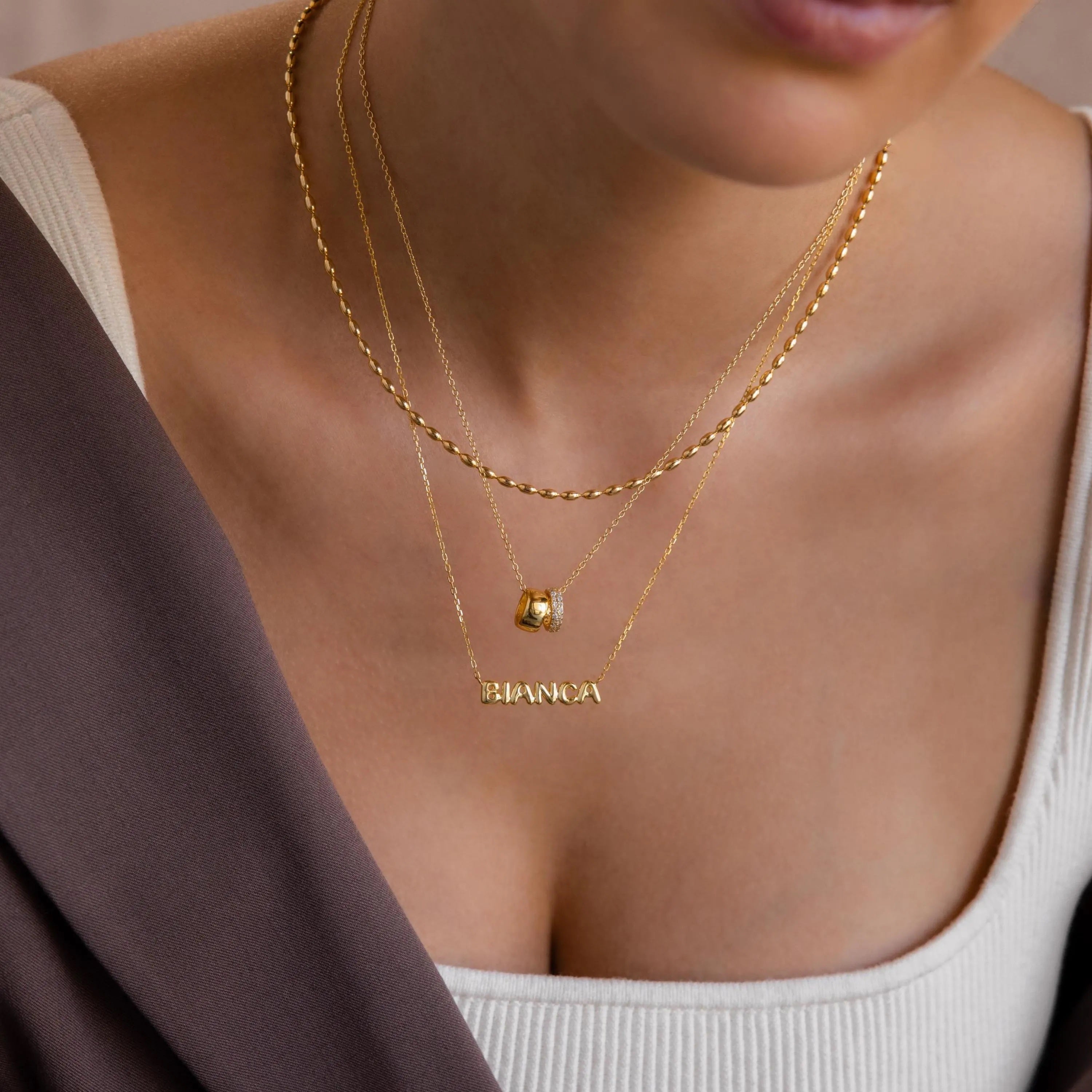 Tiny Bubble Name Necklace