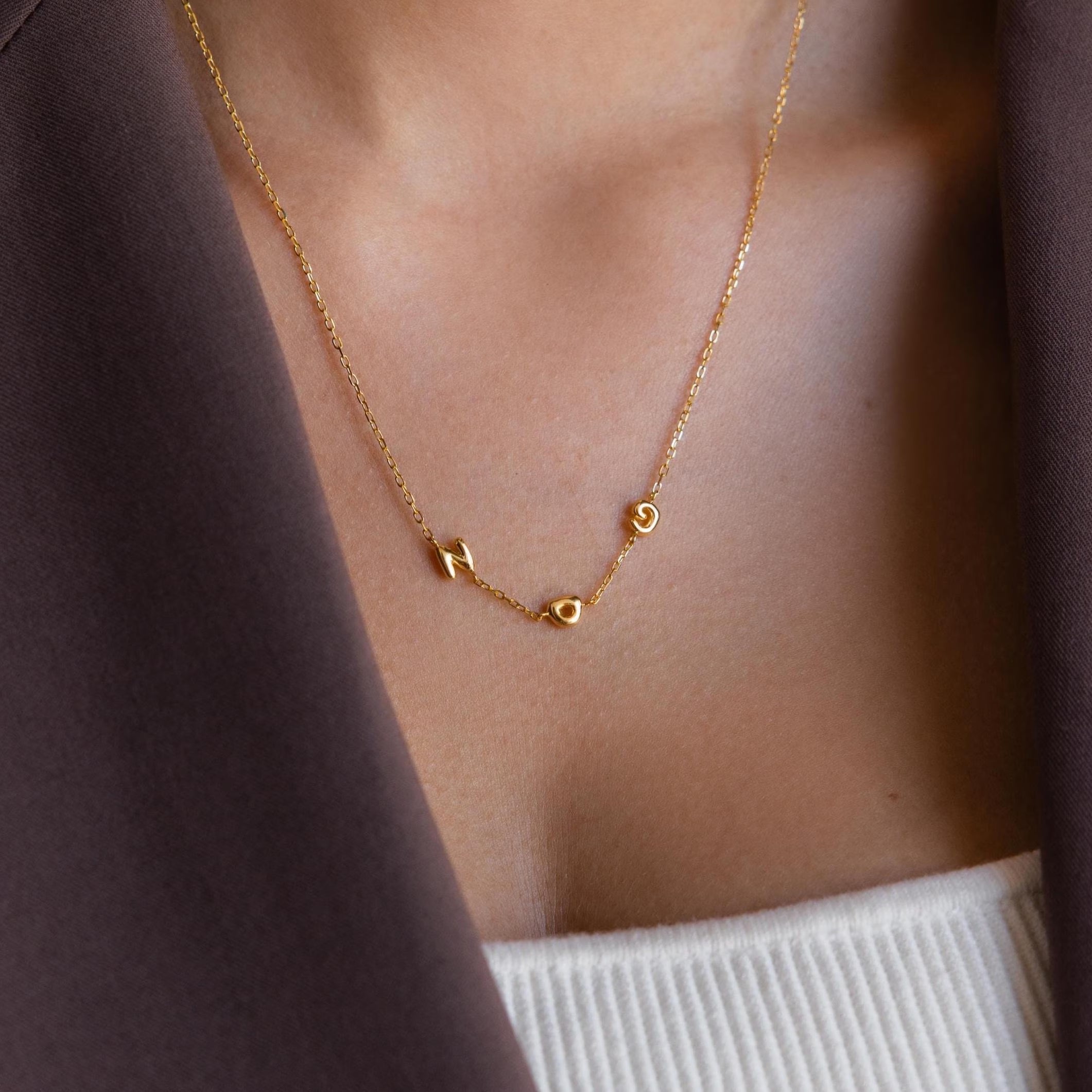 Multiple Bubble Letter Necklace