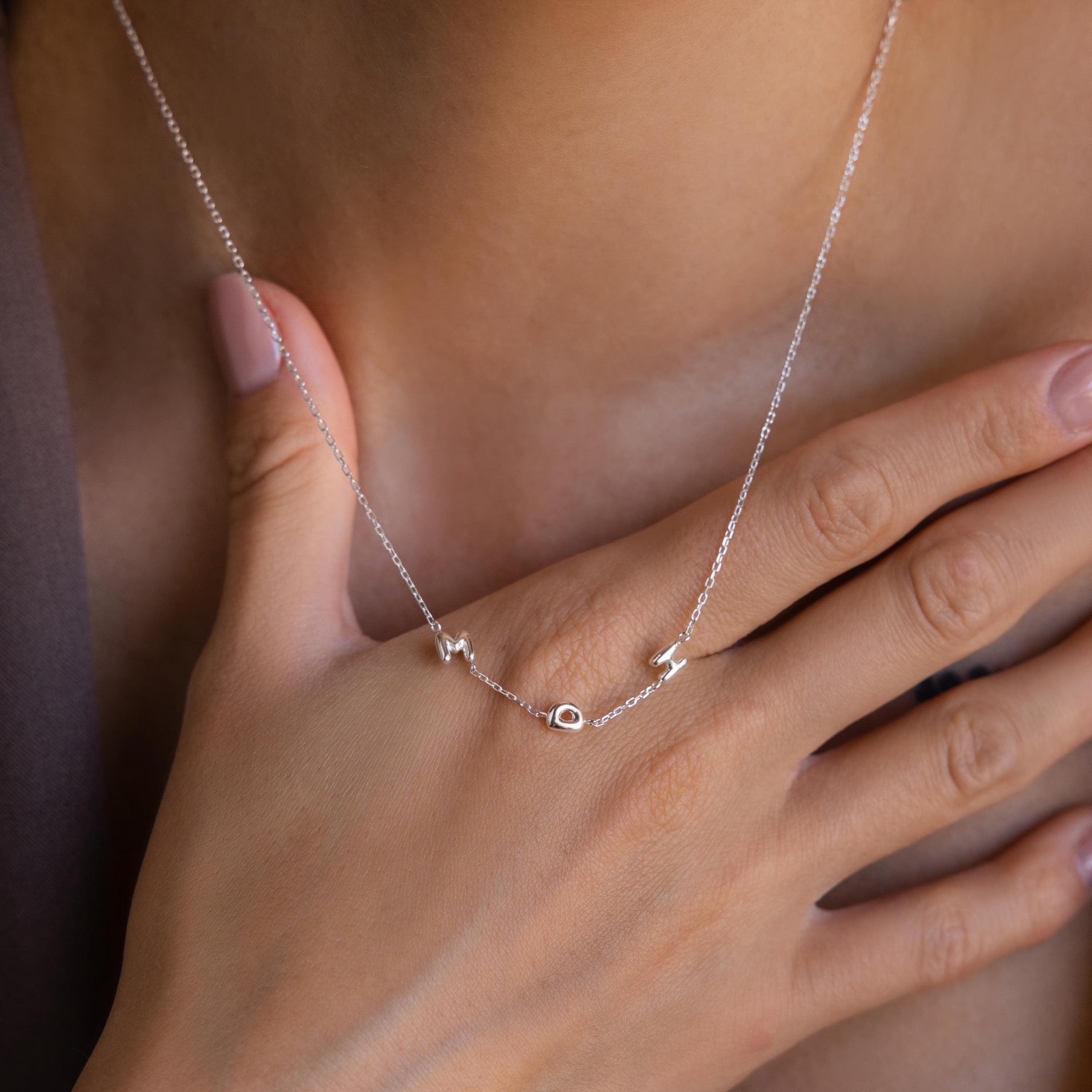 Multiple Bubble Letter Necklace