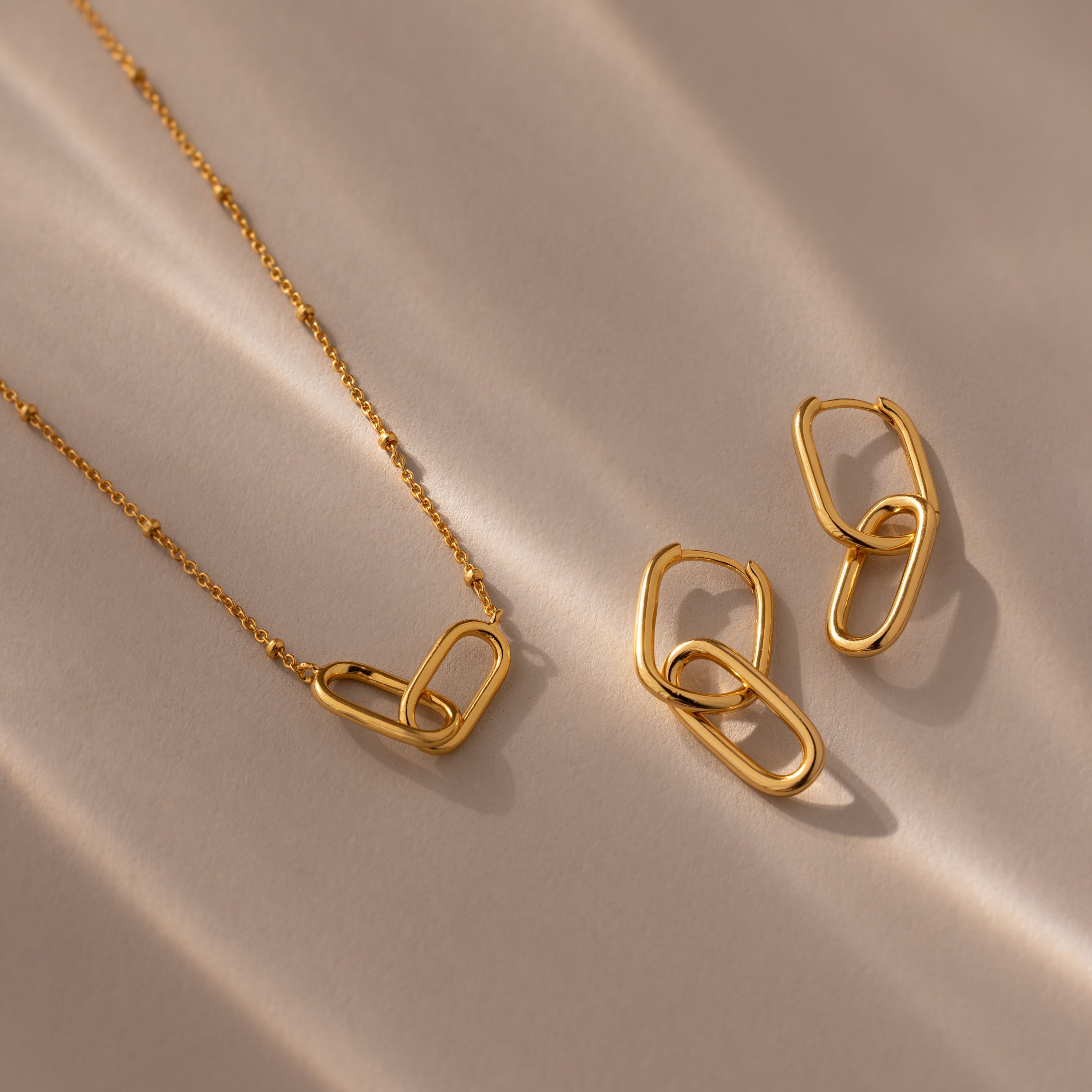 Linked Charm Necklace and Earrings Set