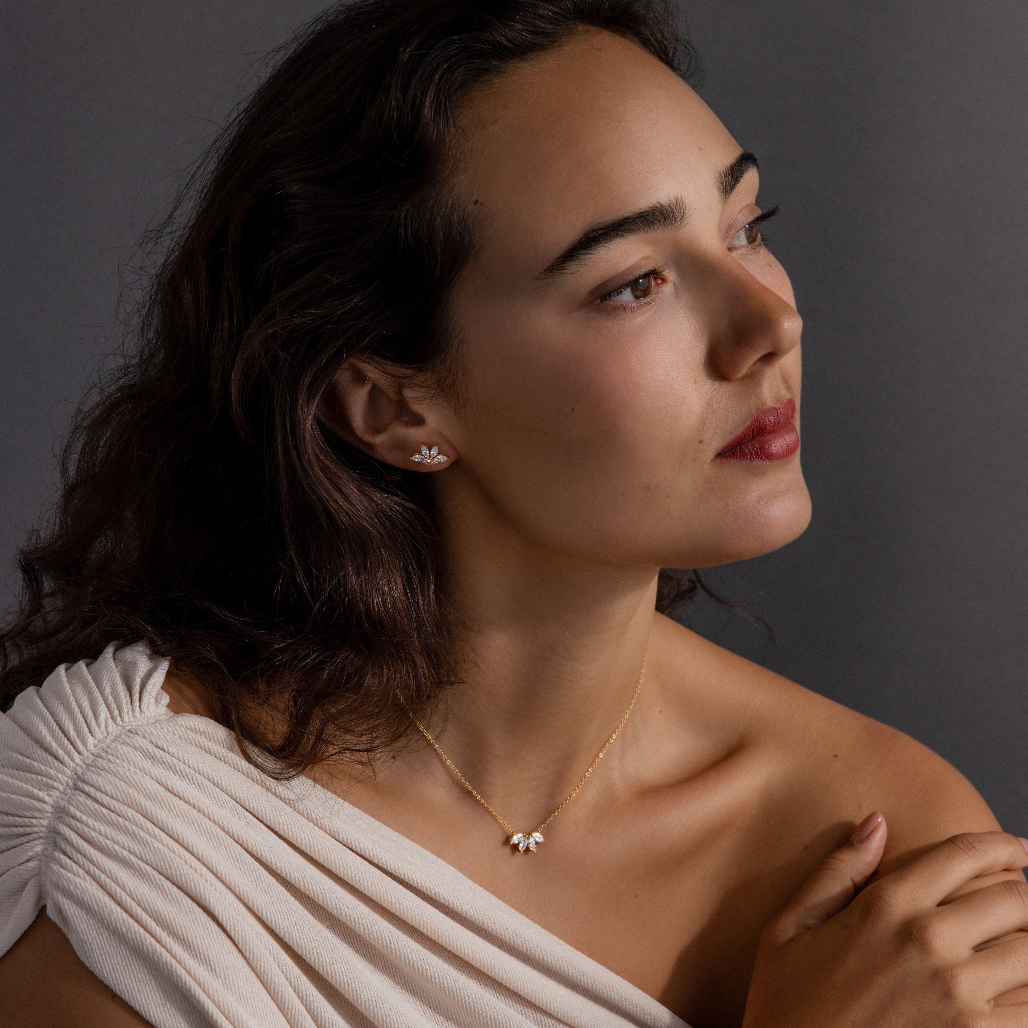 Marquise Diamond Necklace & Earrings Set