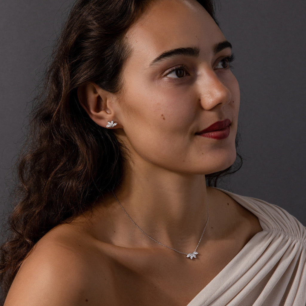 Marquise Diamond Necklace & Earrings Set