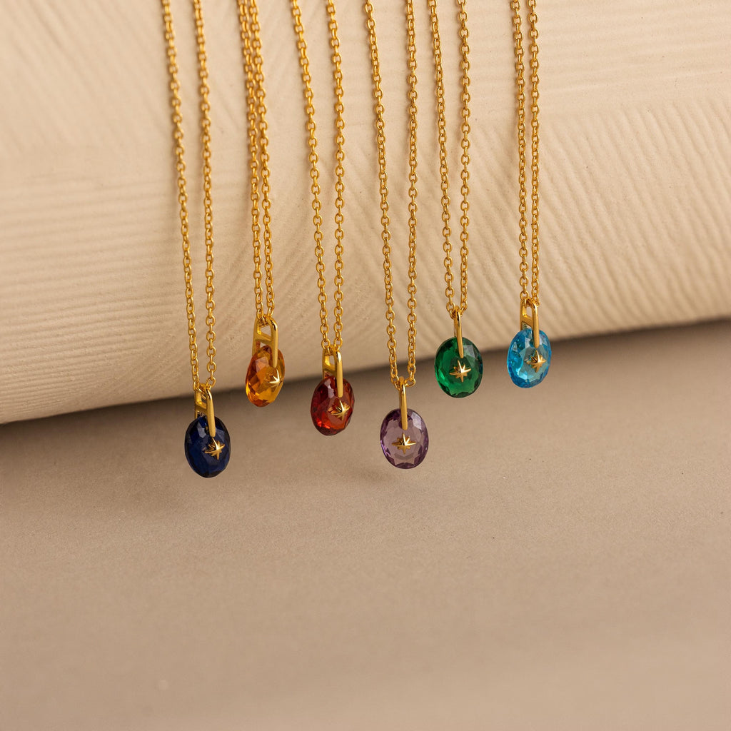 North Star Birthstone Signet Necklace