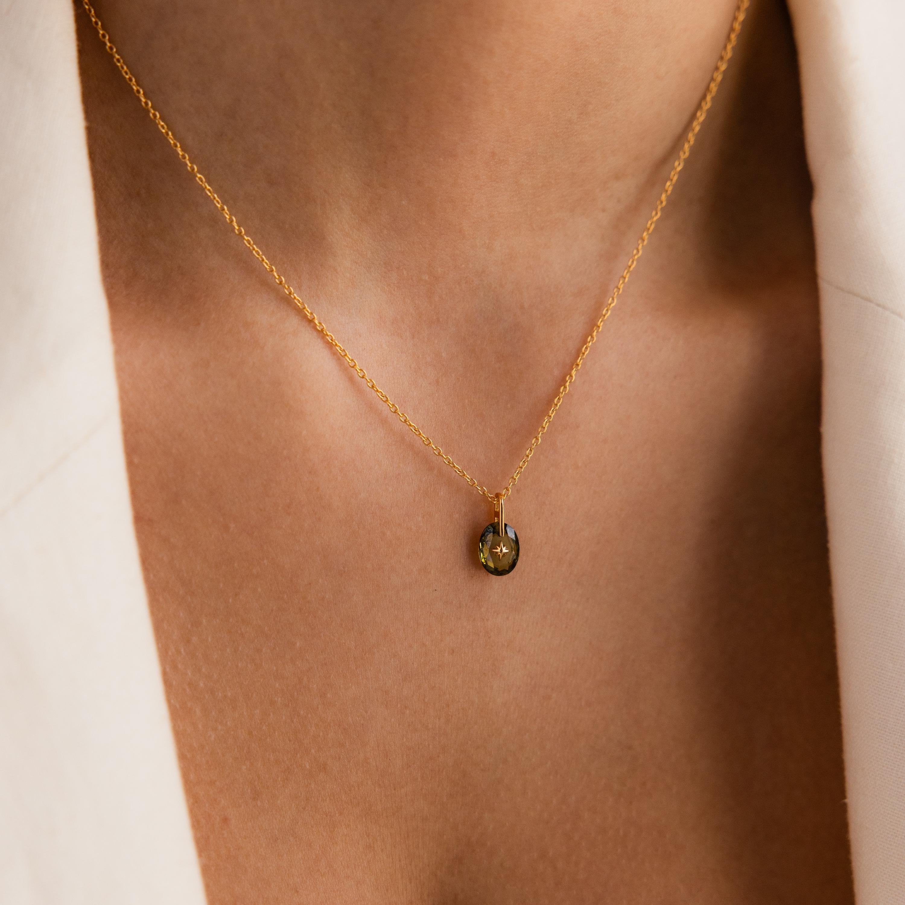 North Star Birthstone Signet Necklace