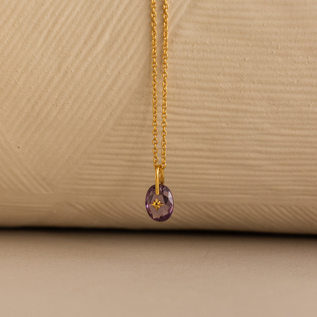 North Star Birthstone Signet Necklace