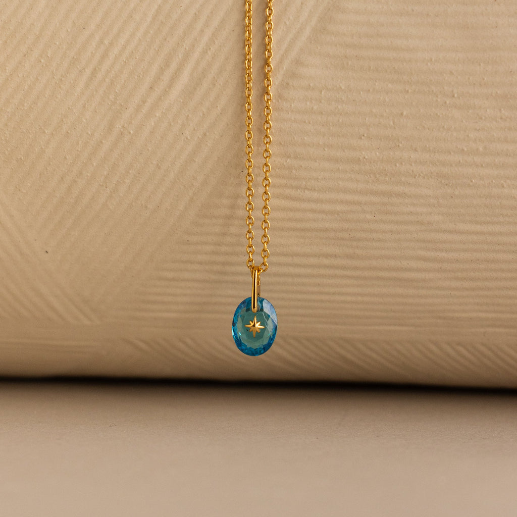 North Star Birthstone Signet Necklace
