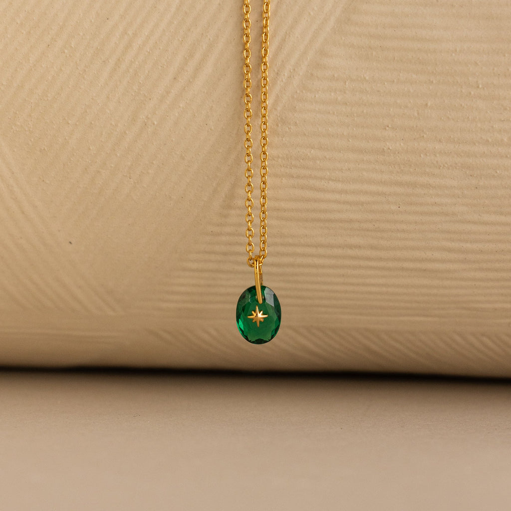 North Star Birthstone Signet Necklace