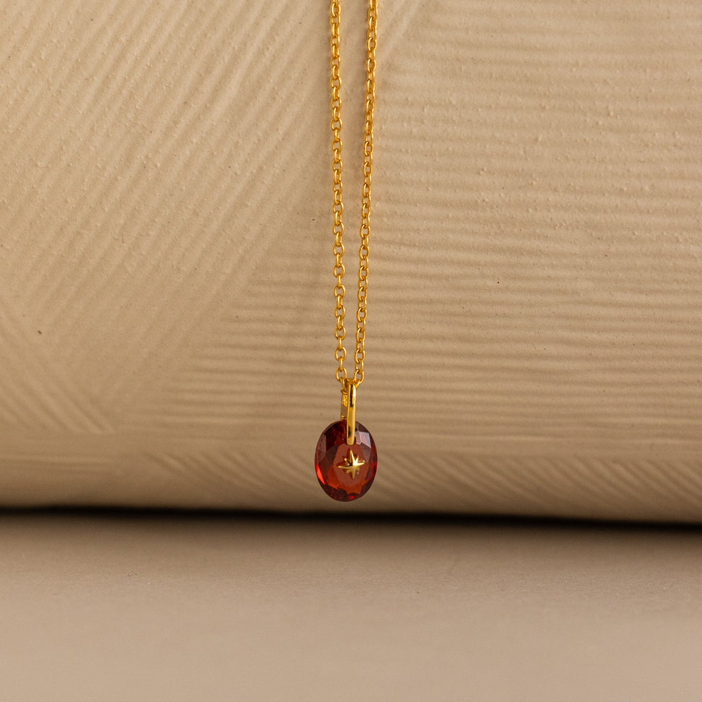 North Star Birthstone Signet Necklace