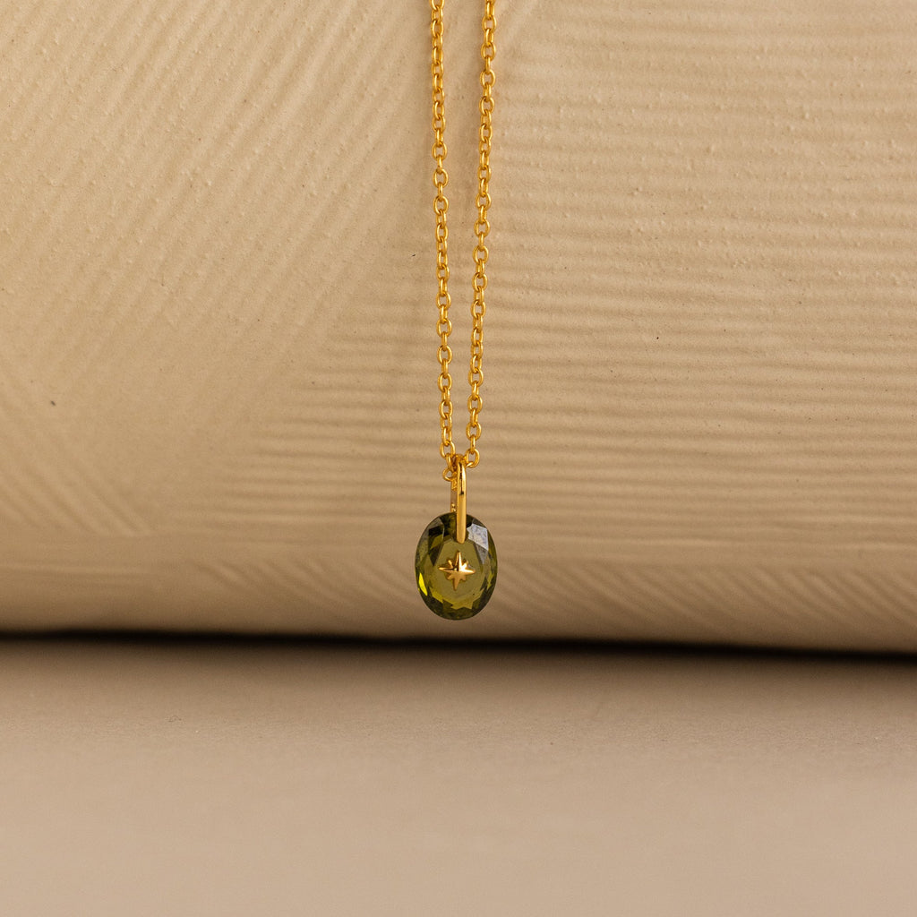 North Star Birthstone Signet Necklace