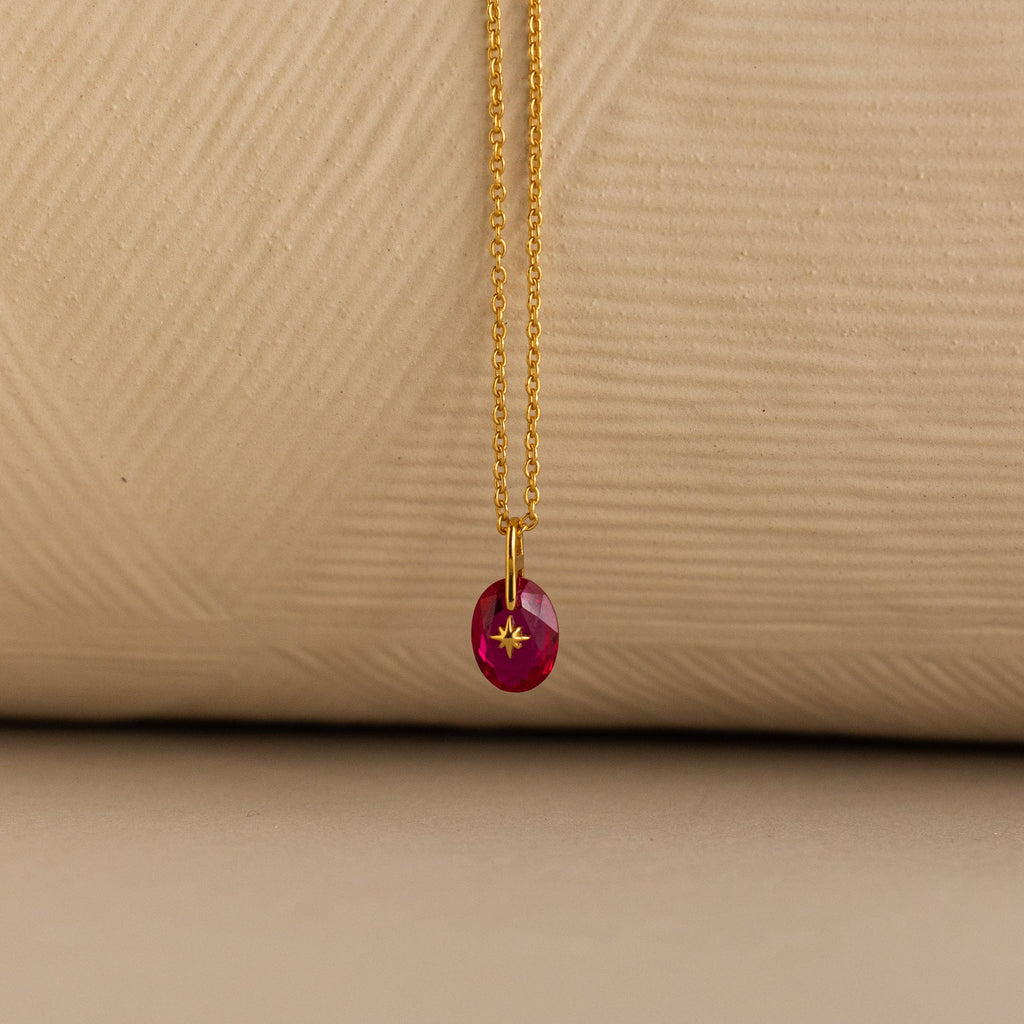 North Star Birthstone Signet Necklace