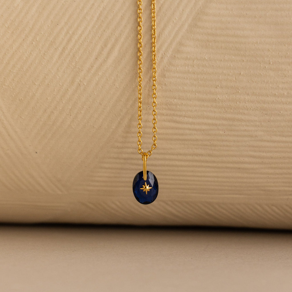 North Star Birthstone Signet Necklace