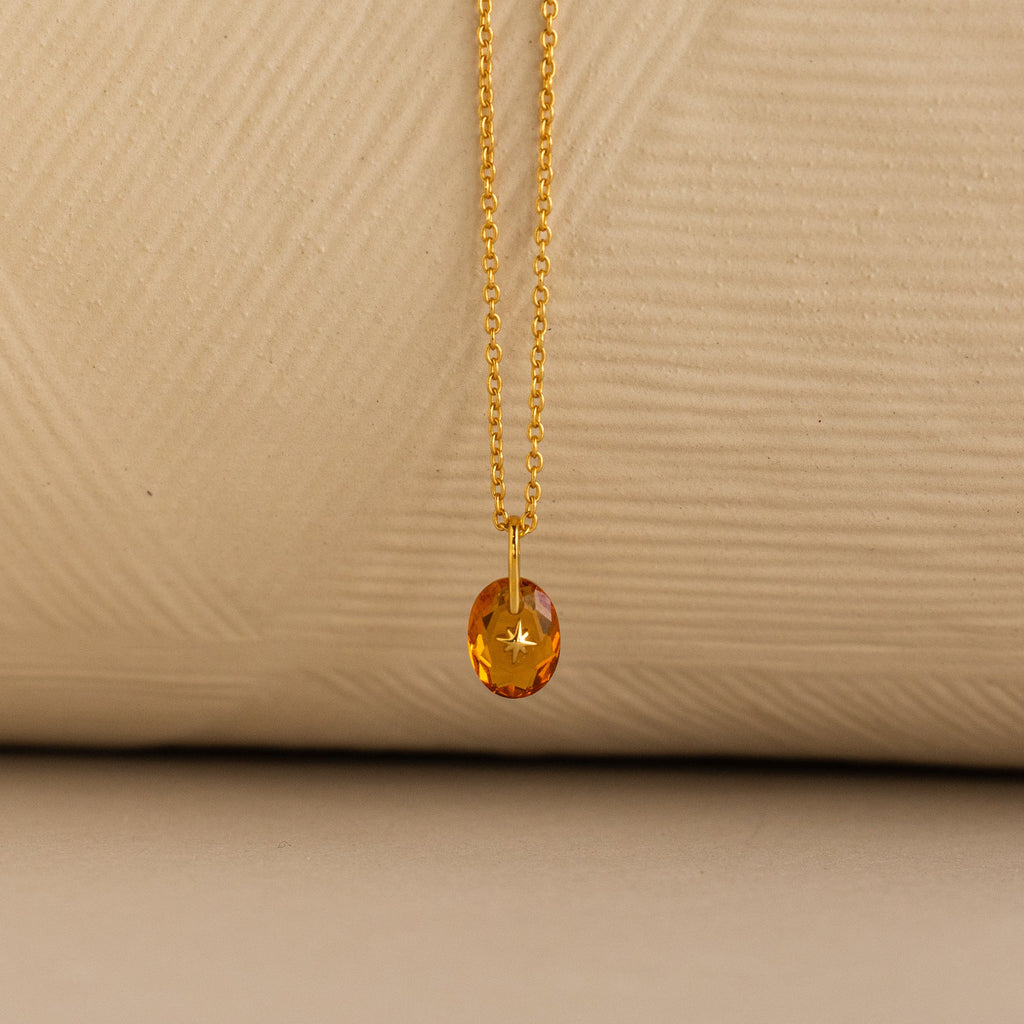 North Star Birthstone Signet Necklace