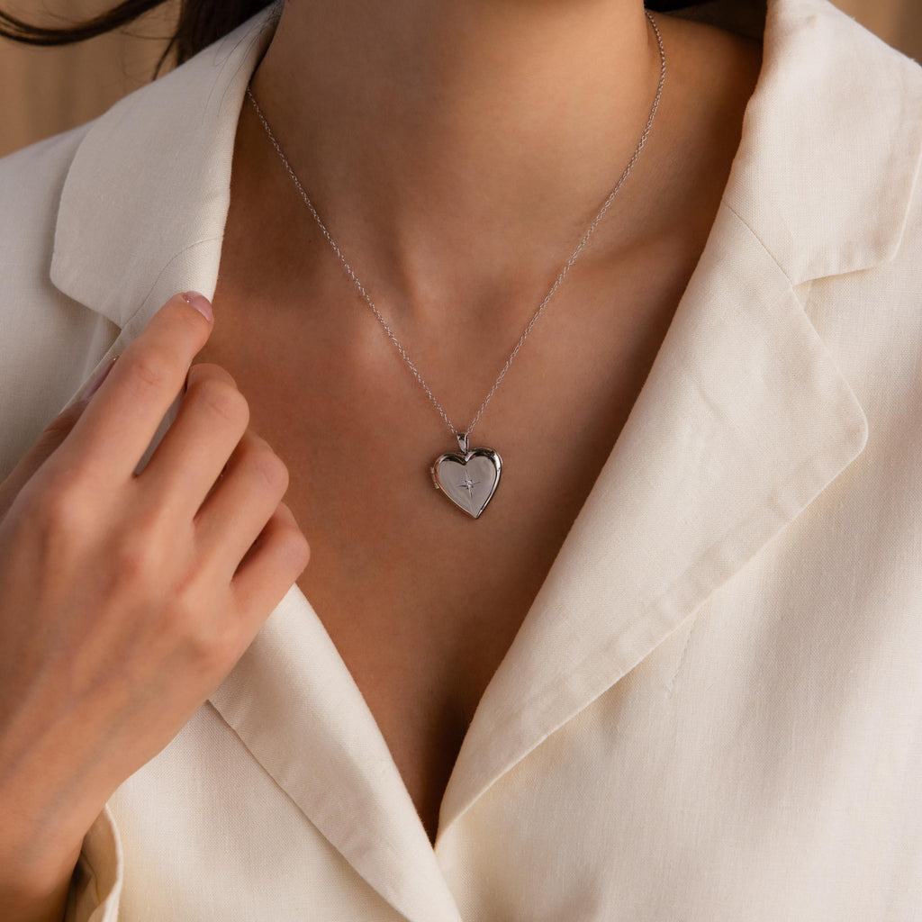 North Star Heart Locket Necklace