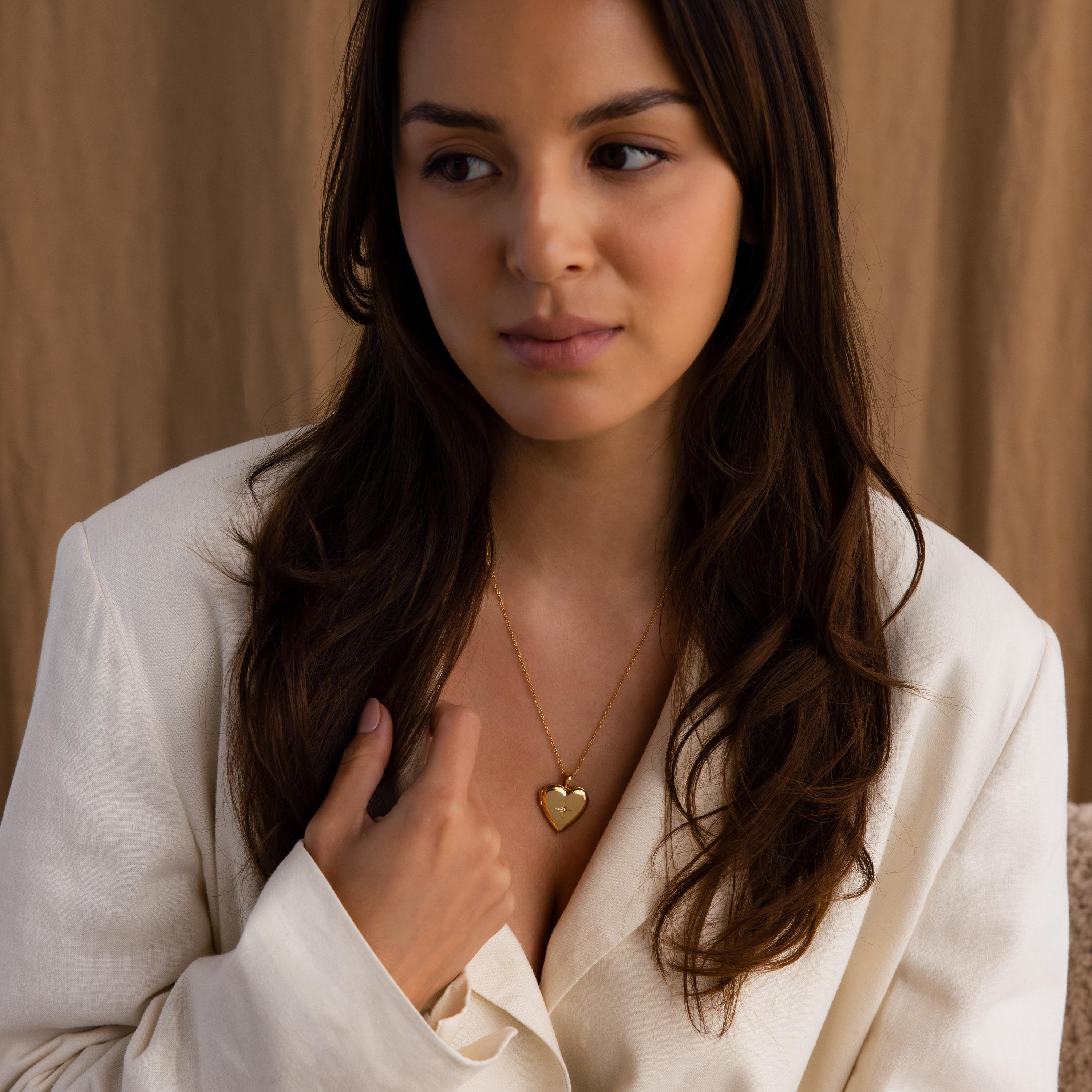 North Star Heart Locket Necklace