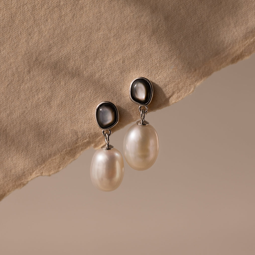 Midnight Pearl Drop Earrings