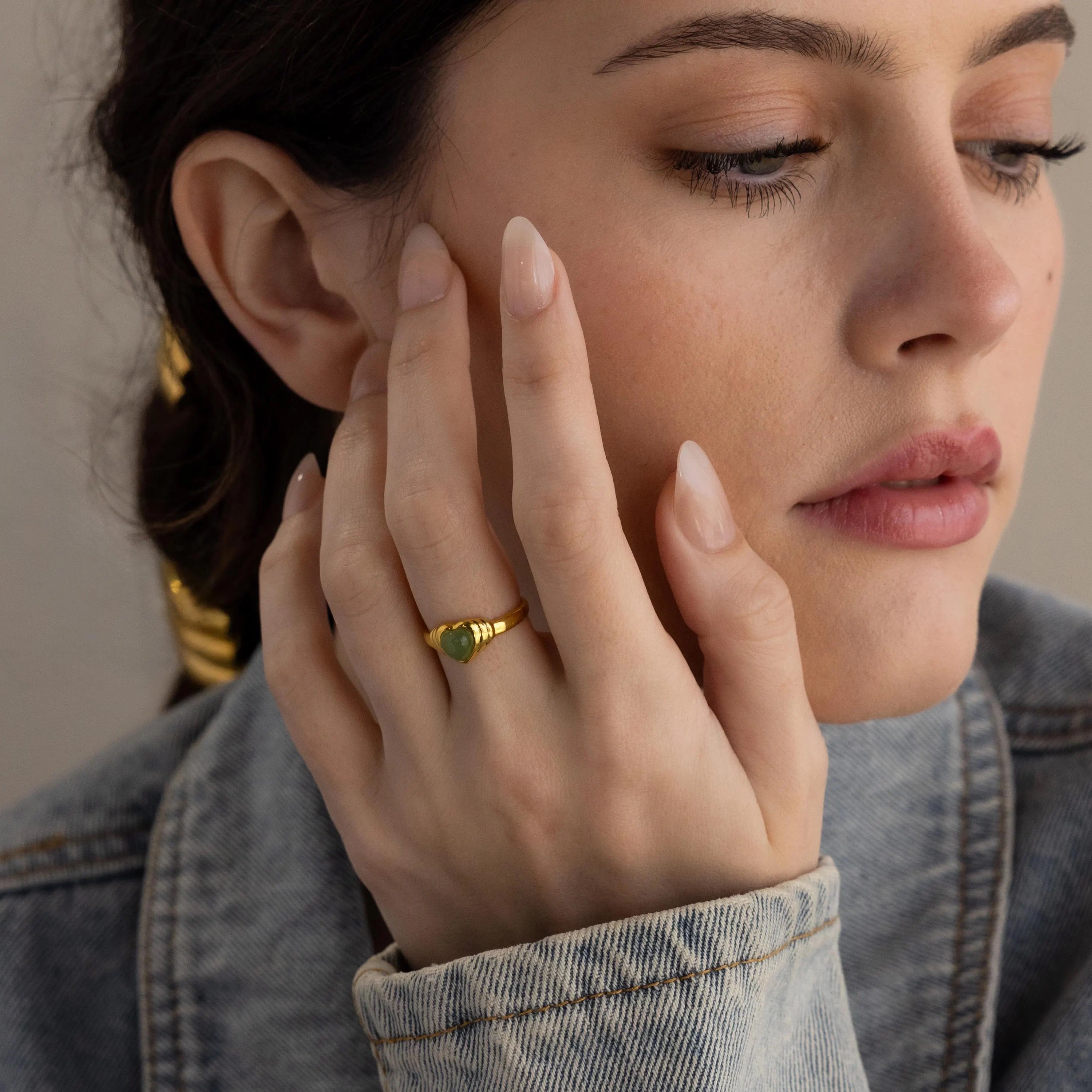 Jade Heart Signet Ring