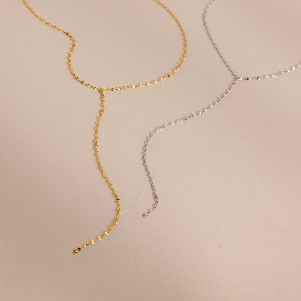Mirror Chain Lariat Necklace