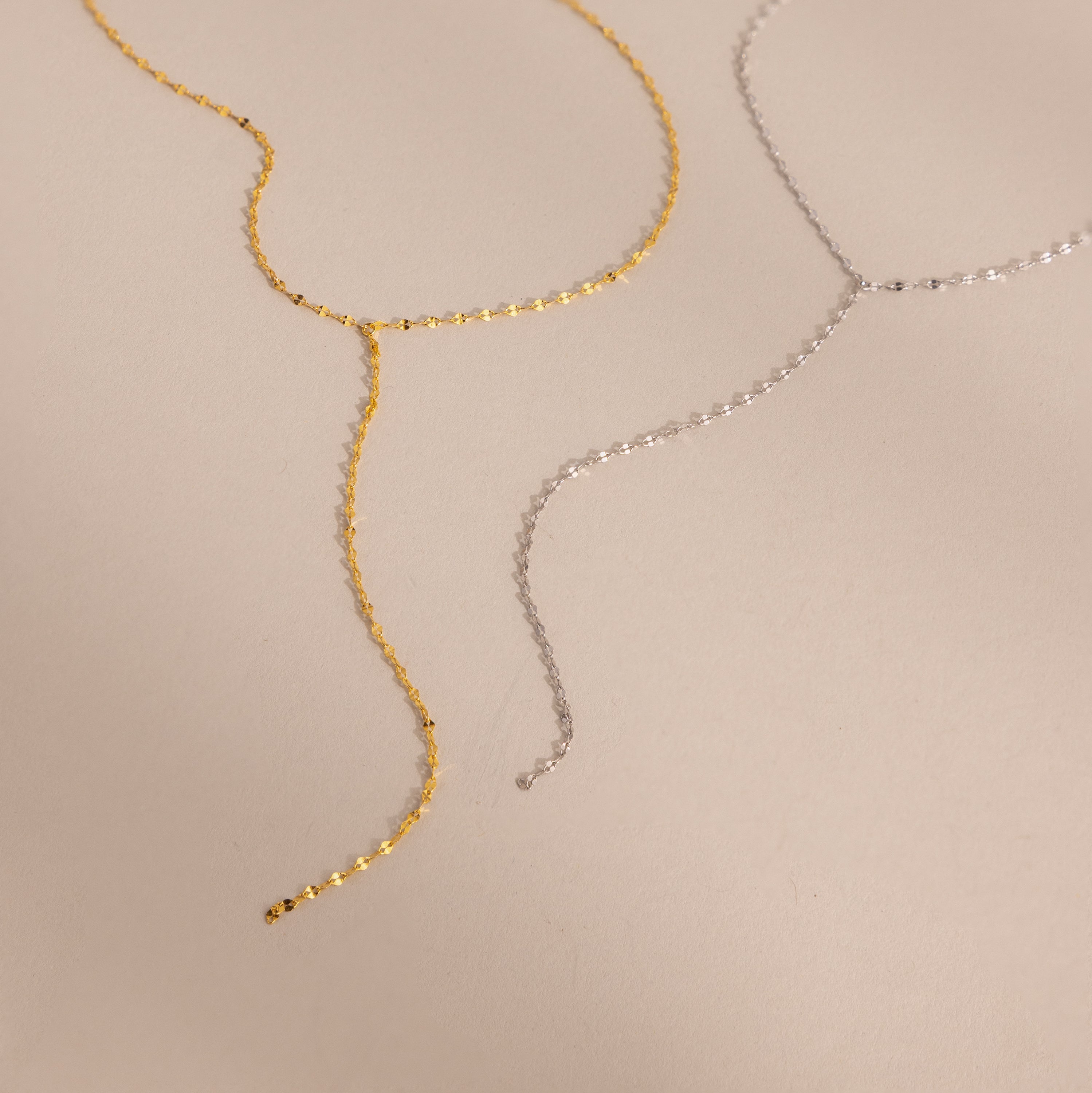 Mirror Chain Lariat Necklace