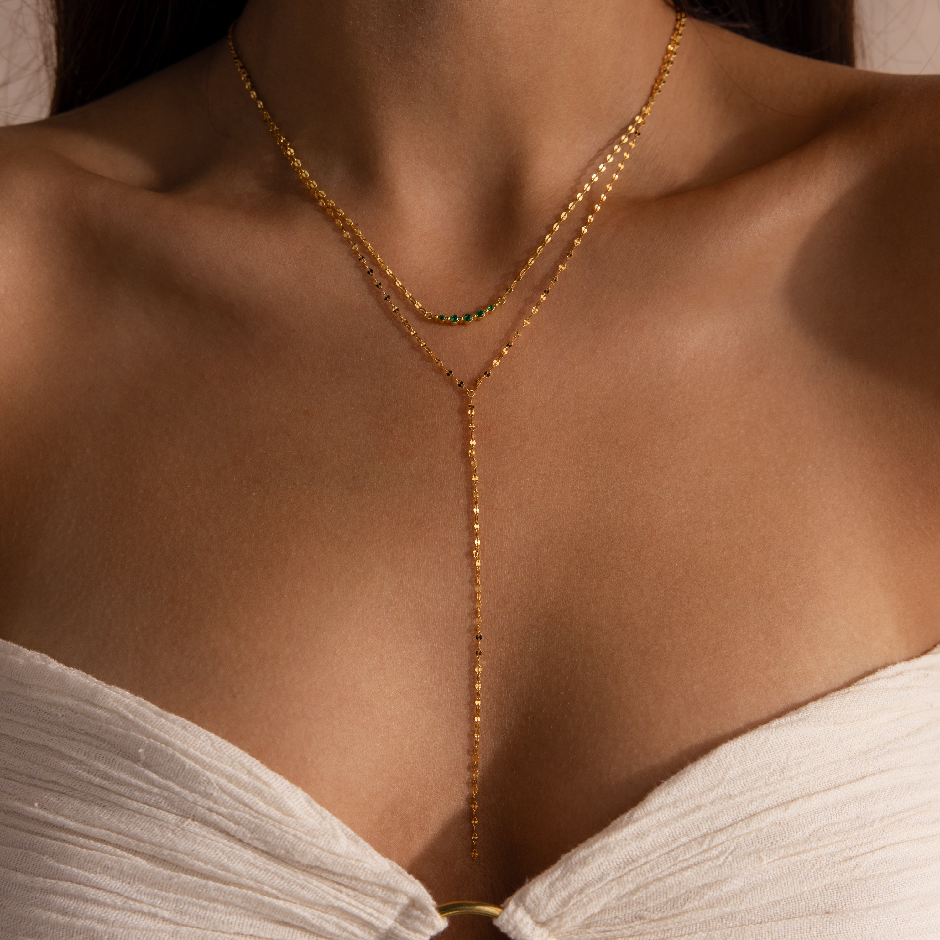 Mirror Chain Lariat Necklace