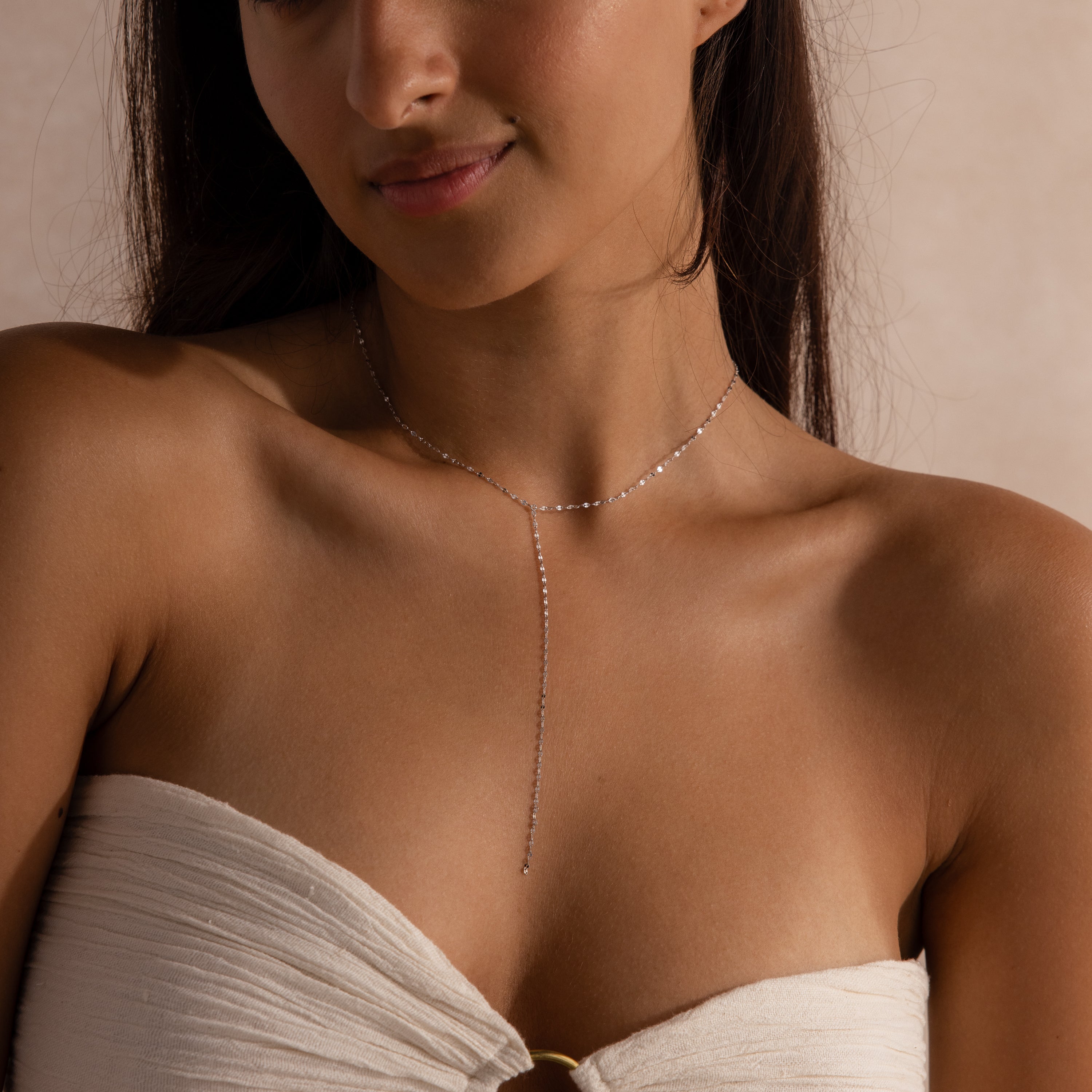 Mirror Chain Lariat Necklace