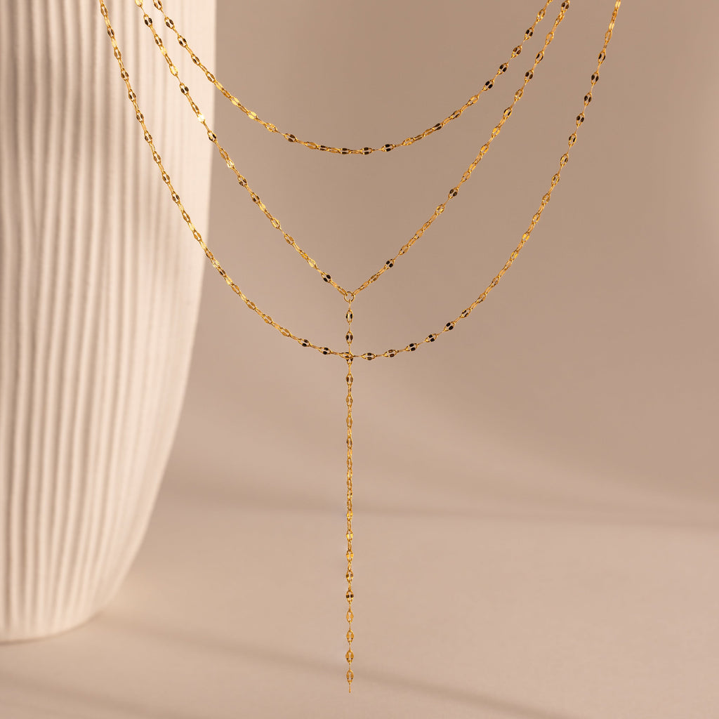 Sparkling Layered Lariat Necklace