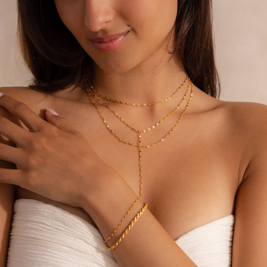 Sparkling Layered Lariat Necklace