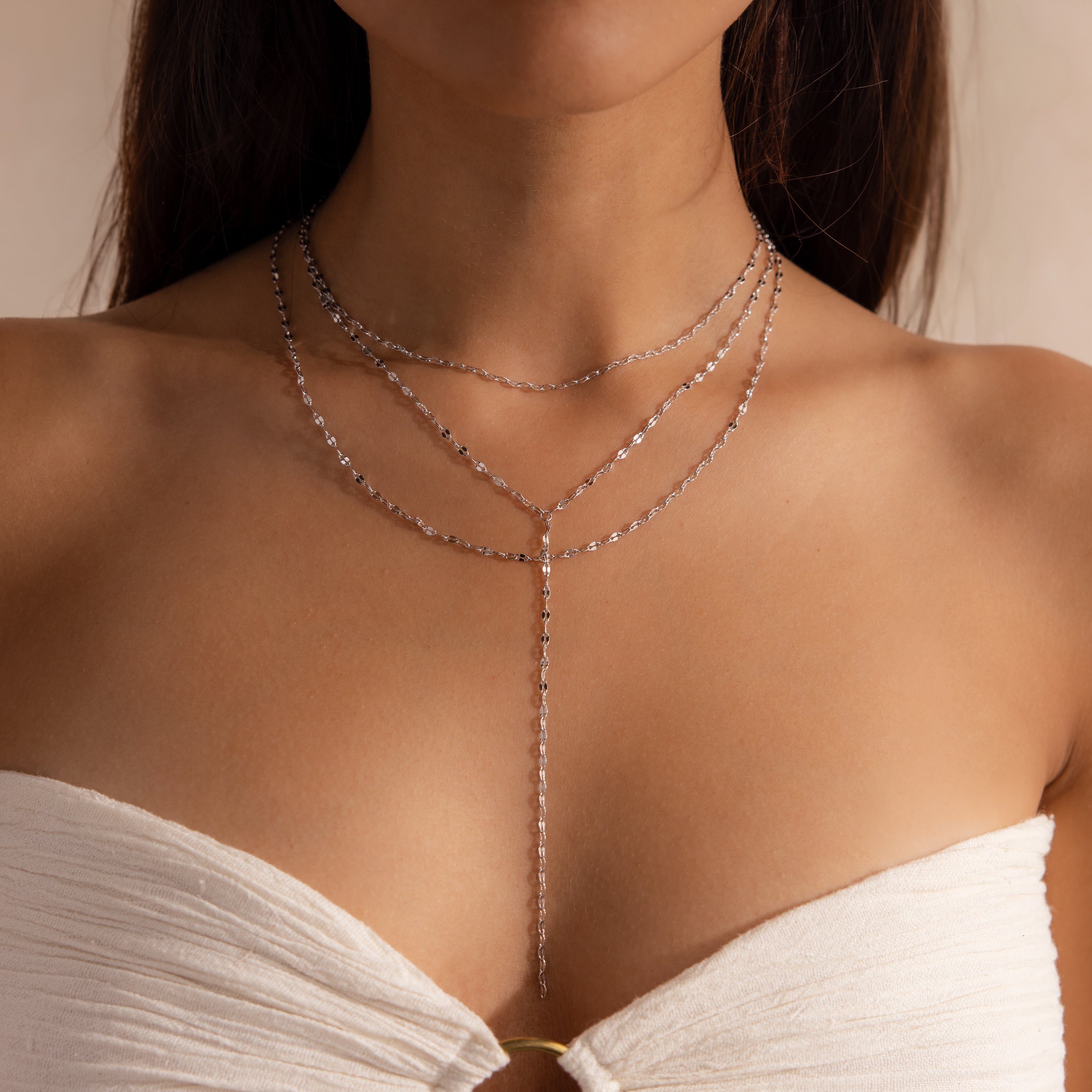 Sparkling Layered Lariat Necklace