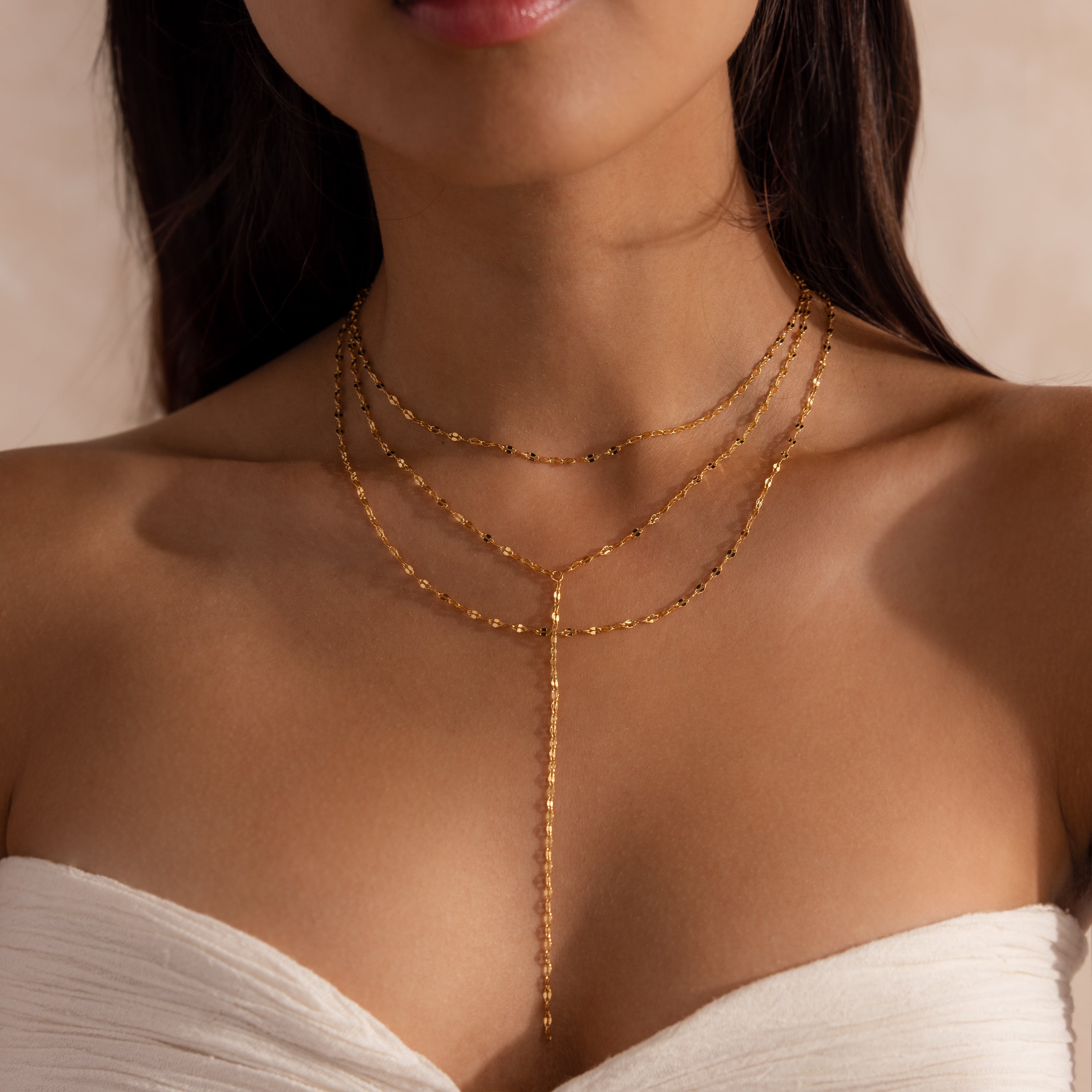 Sparkling Layered Lariat Necklace