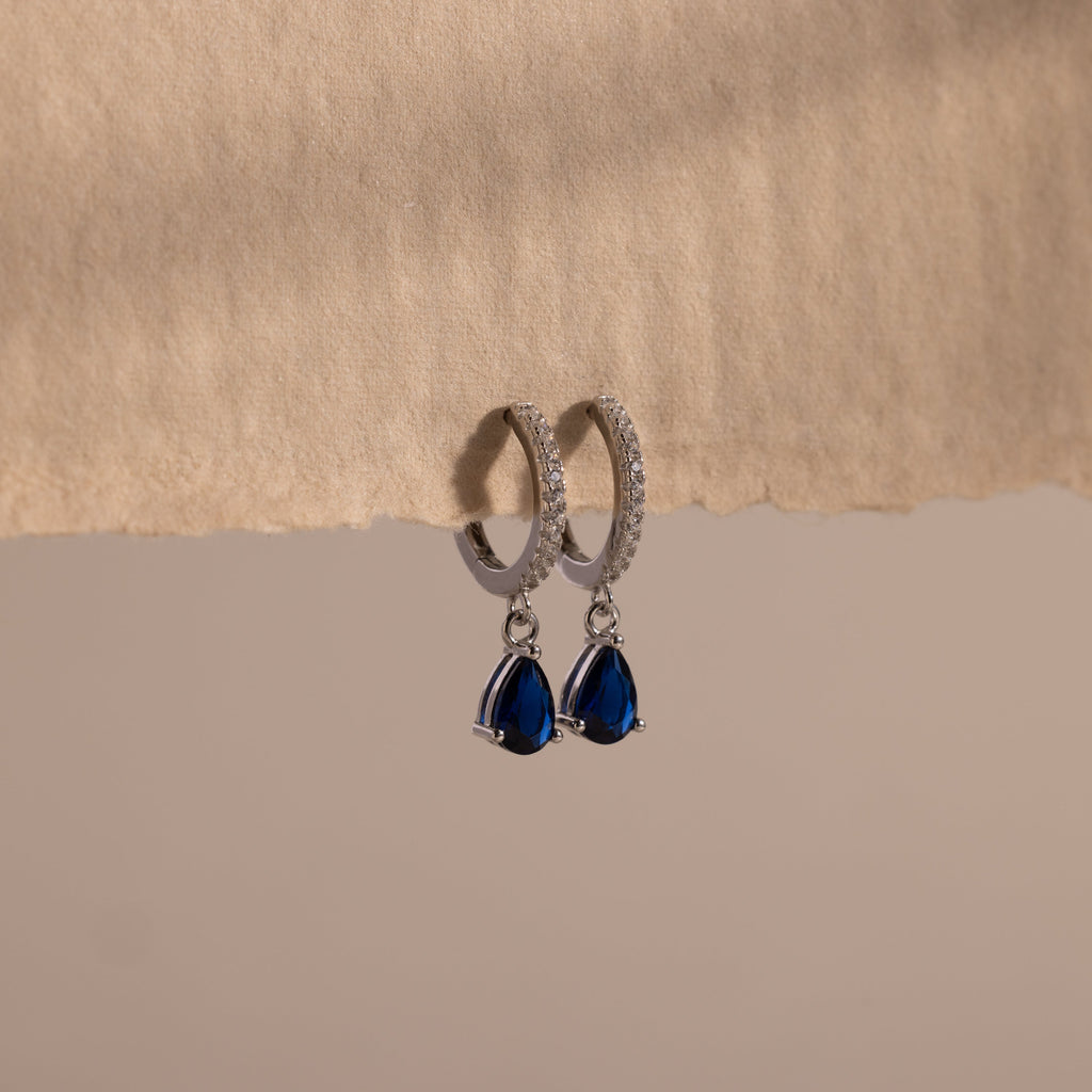 Pave Birthstone Drop Huggies
