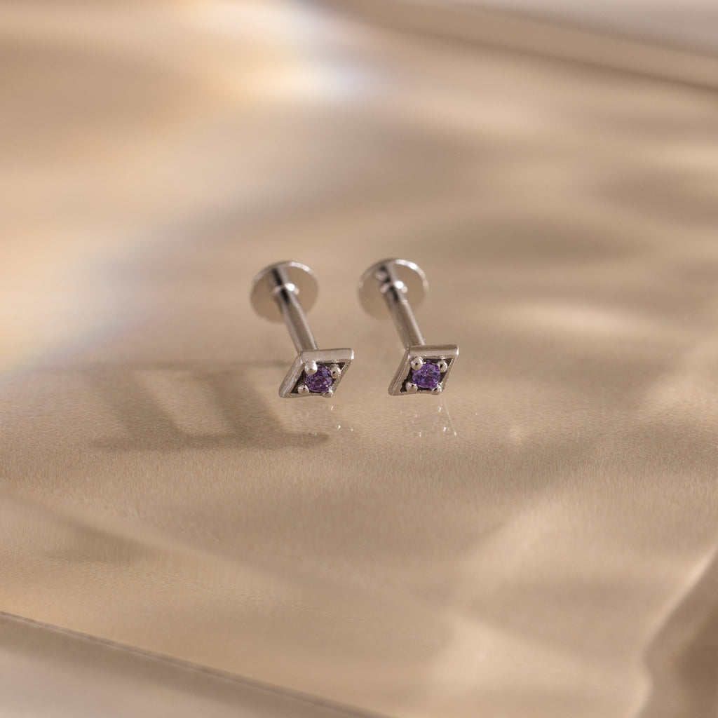 Geometric Birthstone Flat Back Studs
