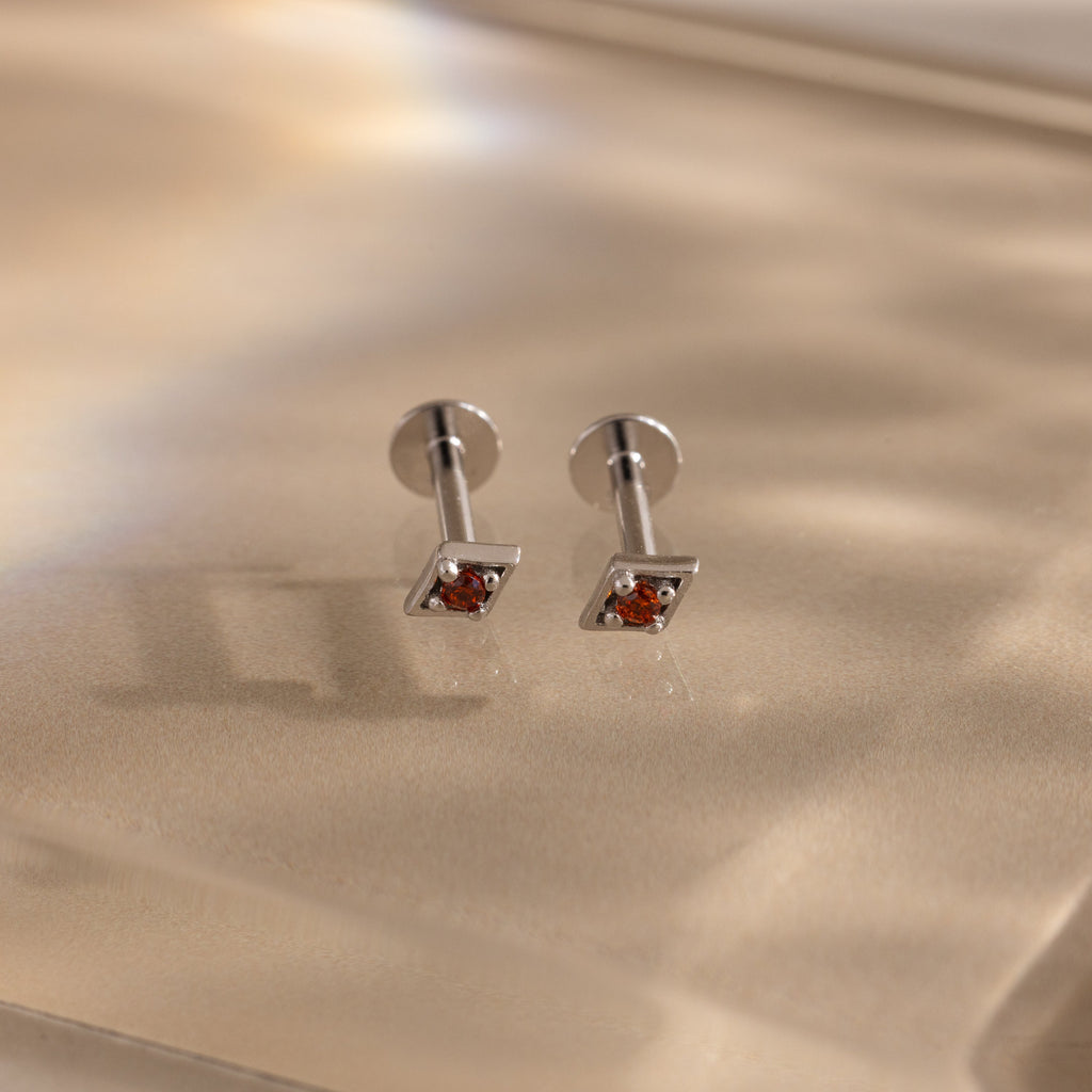 Geometric Birthstone Flat Back Studs