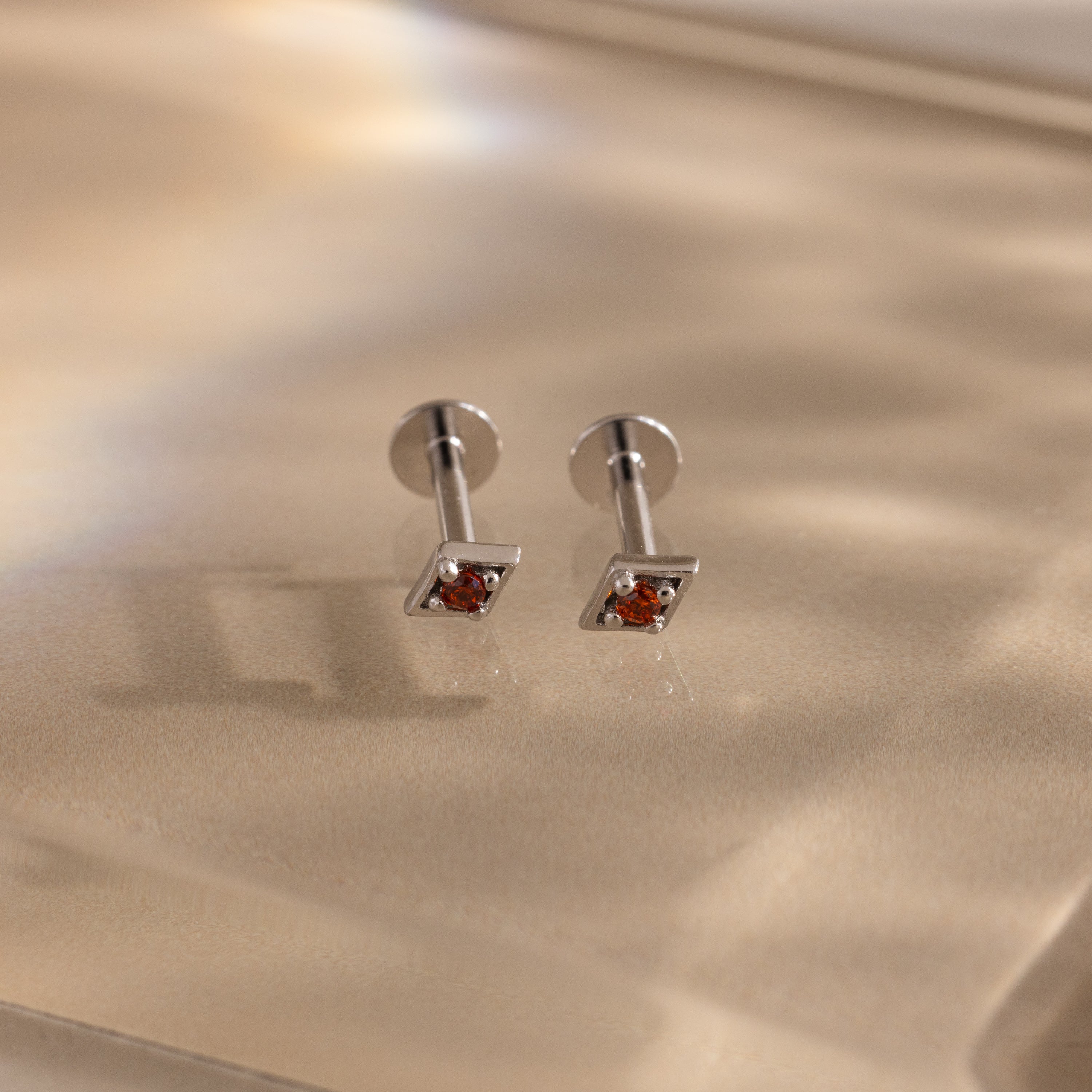 Geometric Birthstone Flat Back Studs