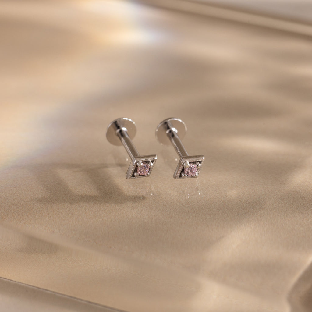 Geometric Birthstone Flat Back Studs