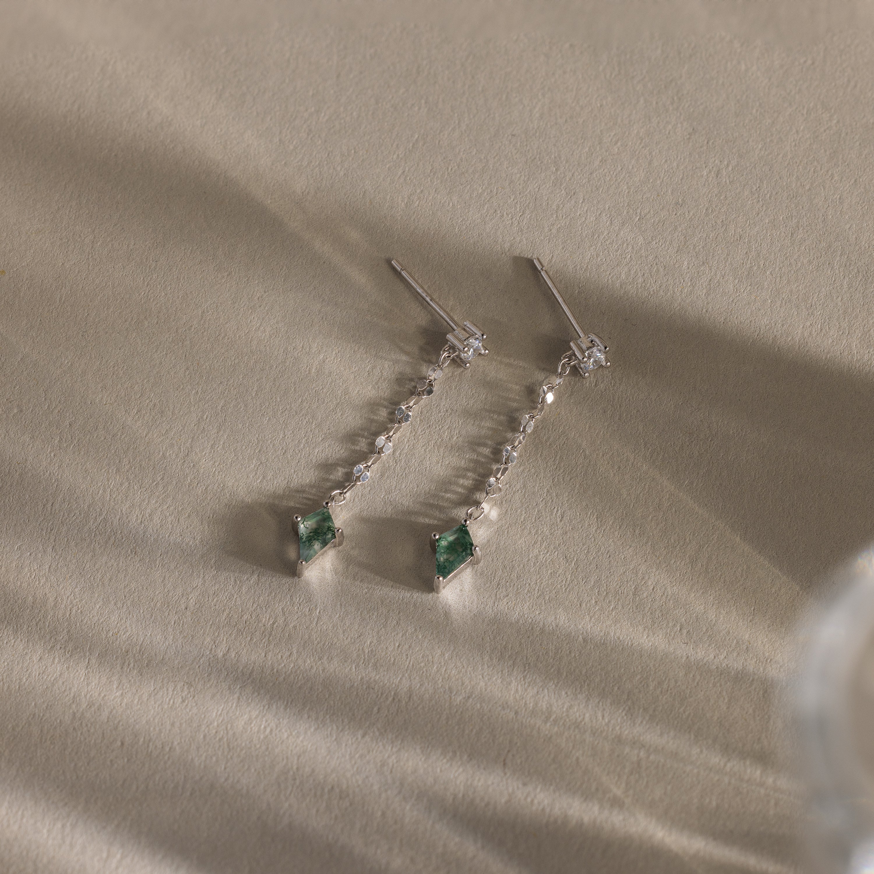 Agate Diamond Dangle Earrings