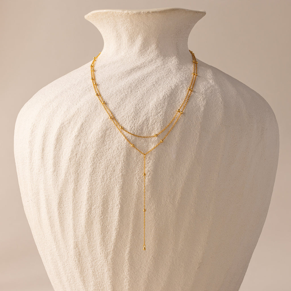Duo Satellite Lariat Necklace