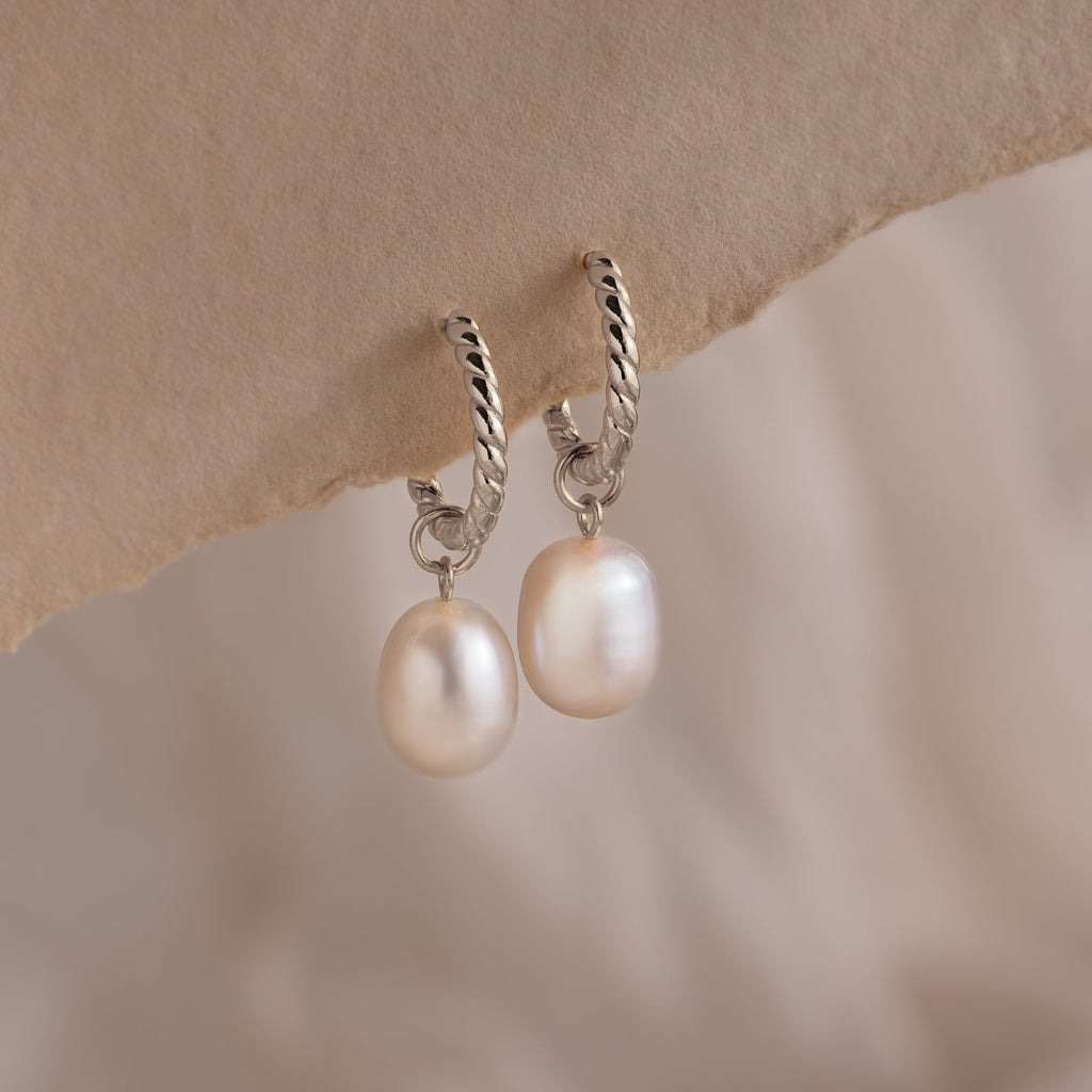 Twisted Pearl Hoops