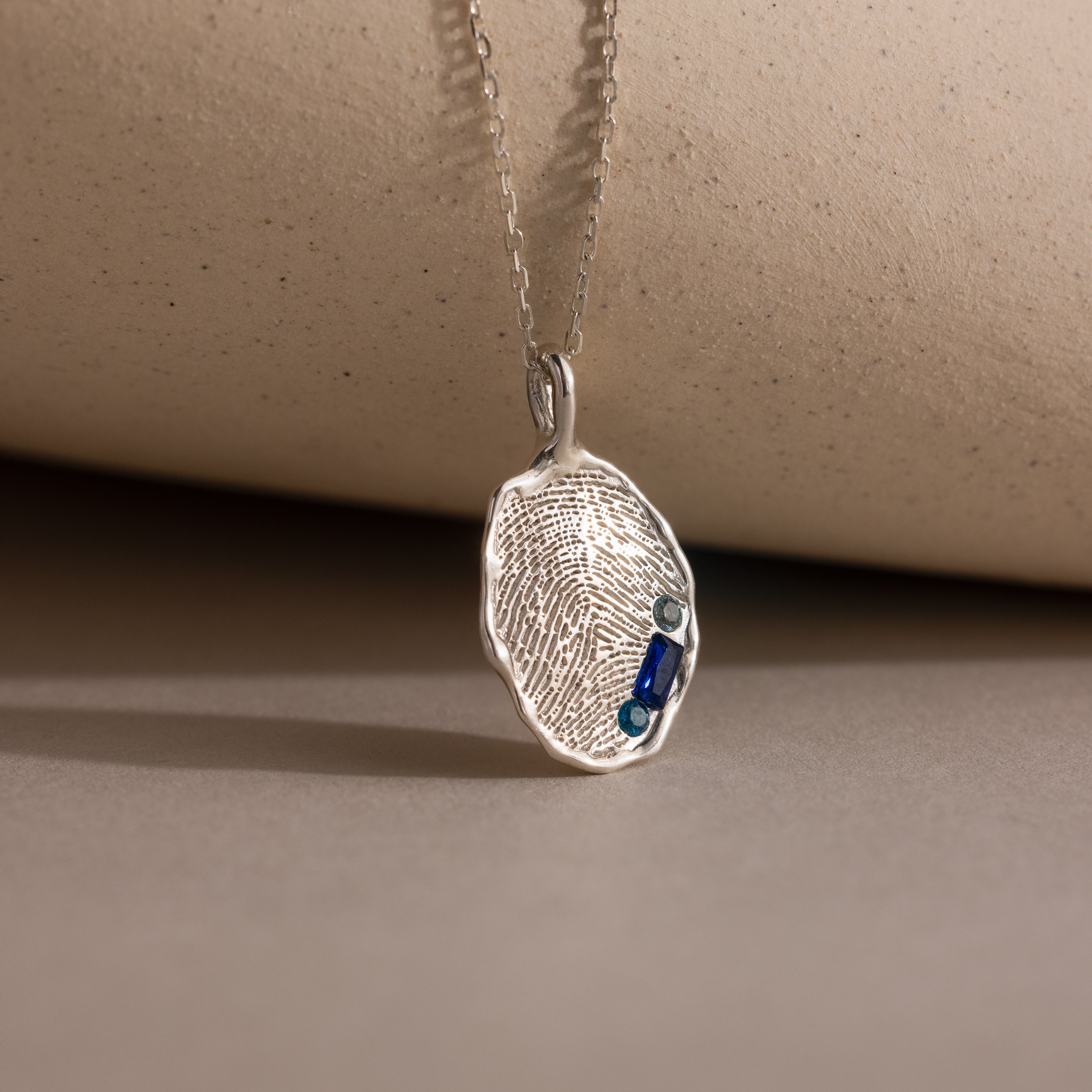 Organic Fingerprint Multi Birthstone Necklace