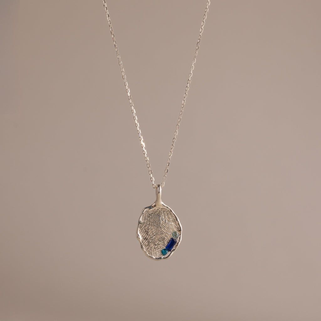 Organic Fingerprint Multi Birthstone Necklace