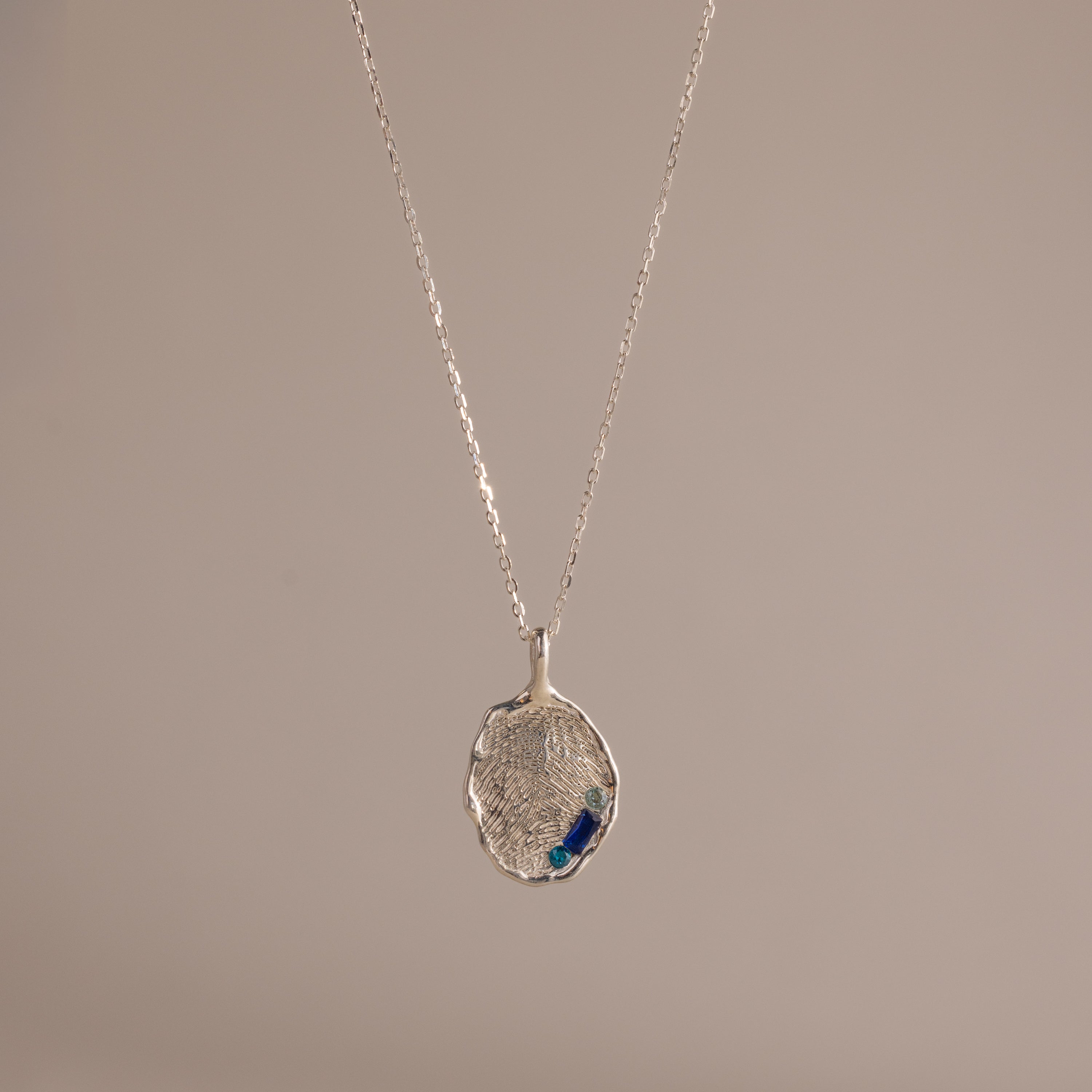 Organic Fingerprint Multi Birthstone Necklace