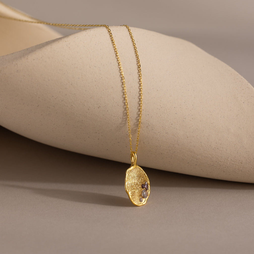 Organic Fingerprint Multi Birthstone Necklace
