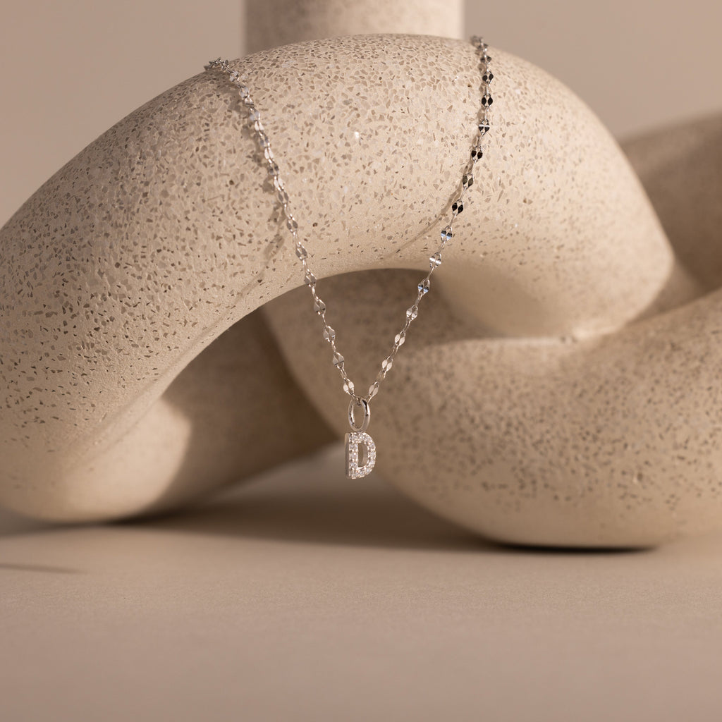 Dainty Pave Letter Necklace