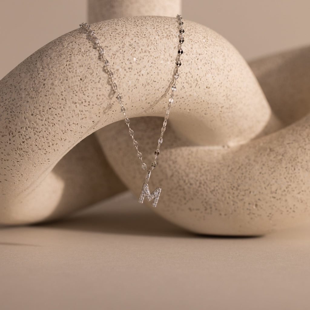 Dainty Pave Letter Necklace