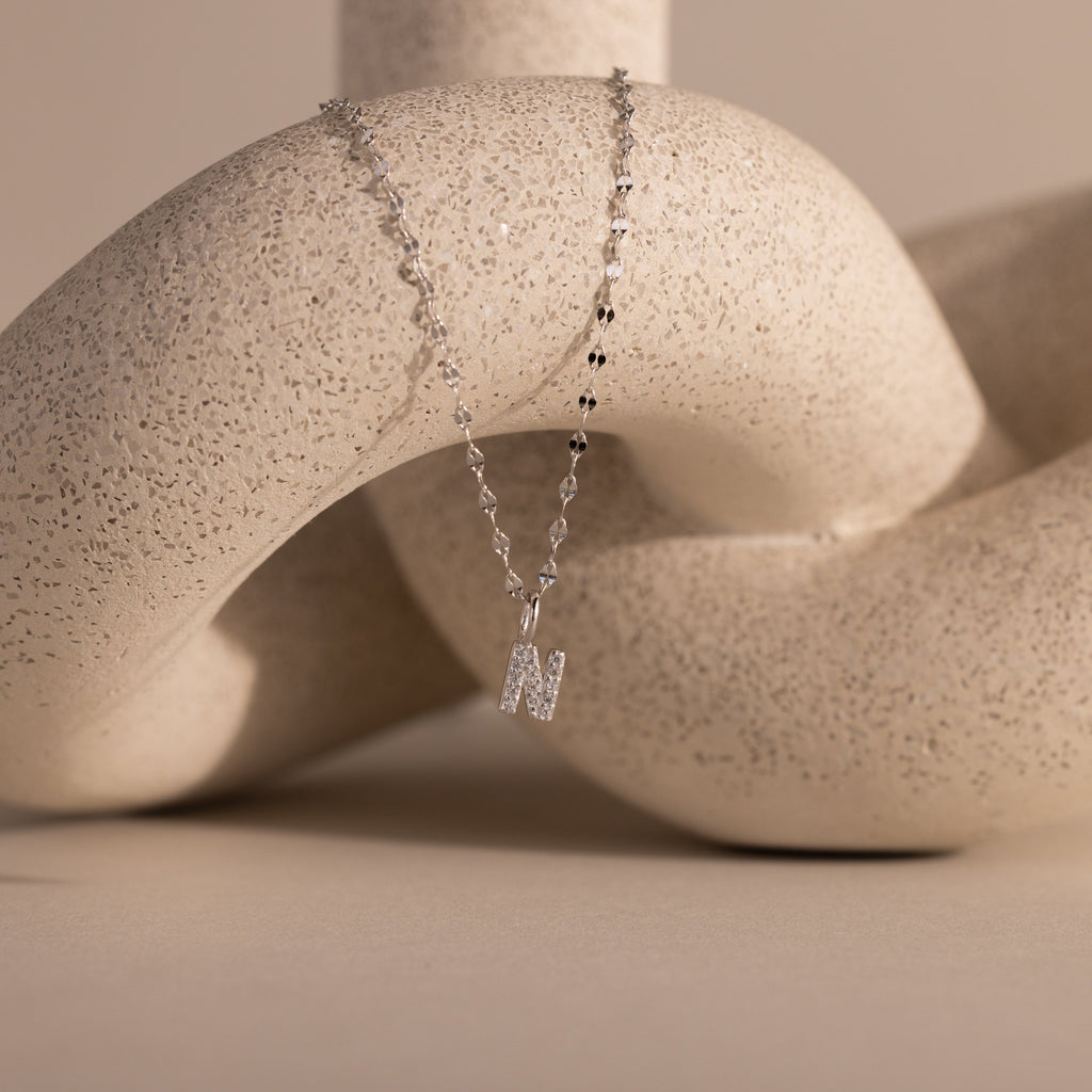 Dainty Pave Letter Necklace