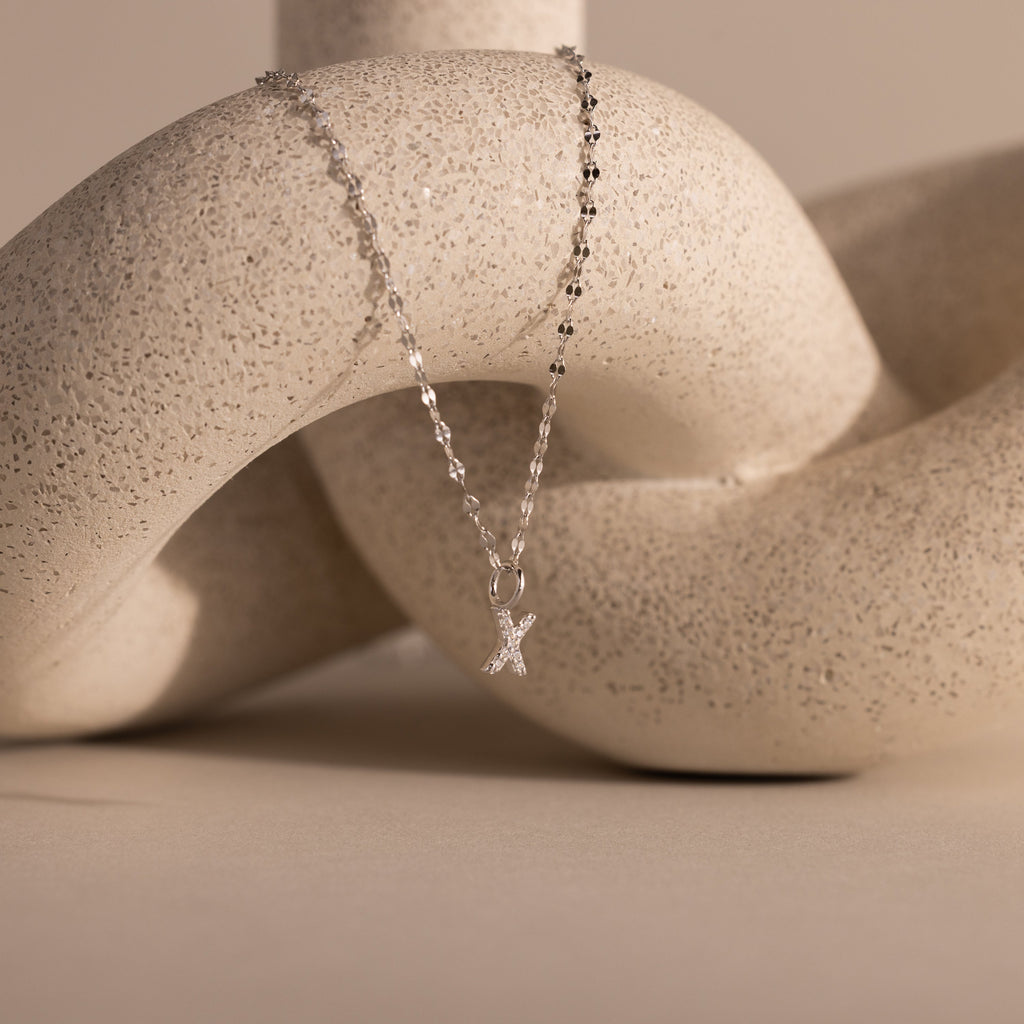 Dainty Pave Letter Necklace