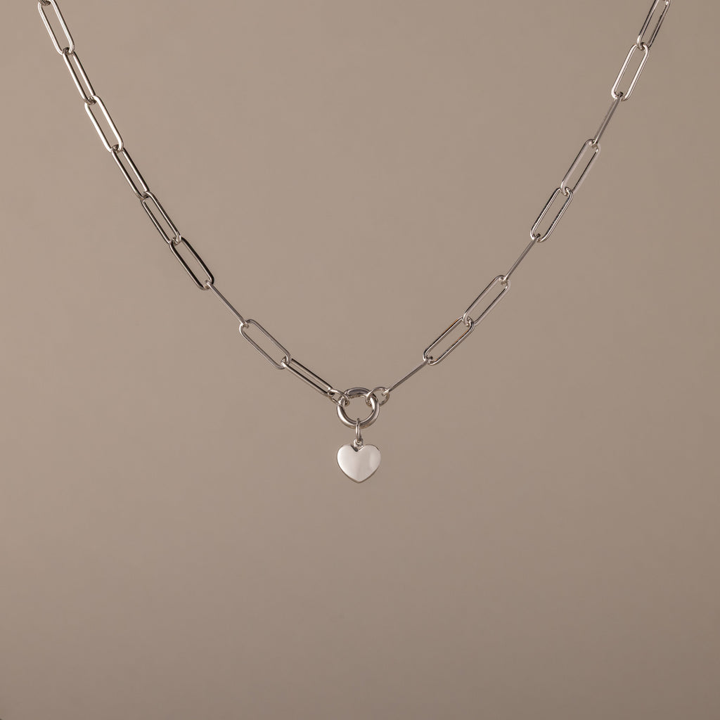 Paperclip Heart Charm Necklace