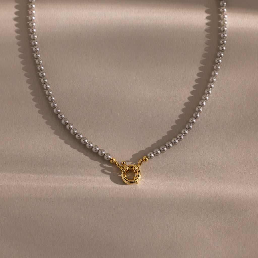 Grey Pearl Charm Necklace