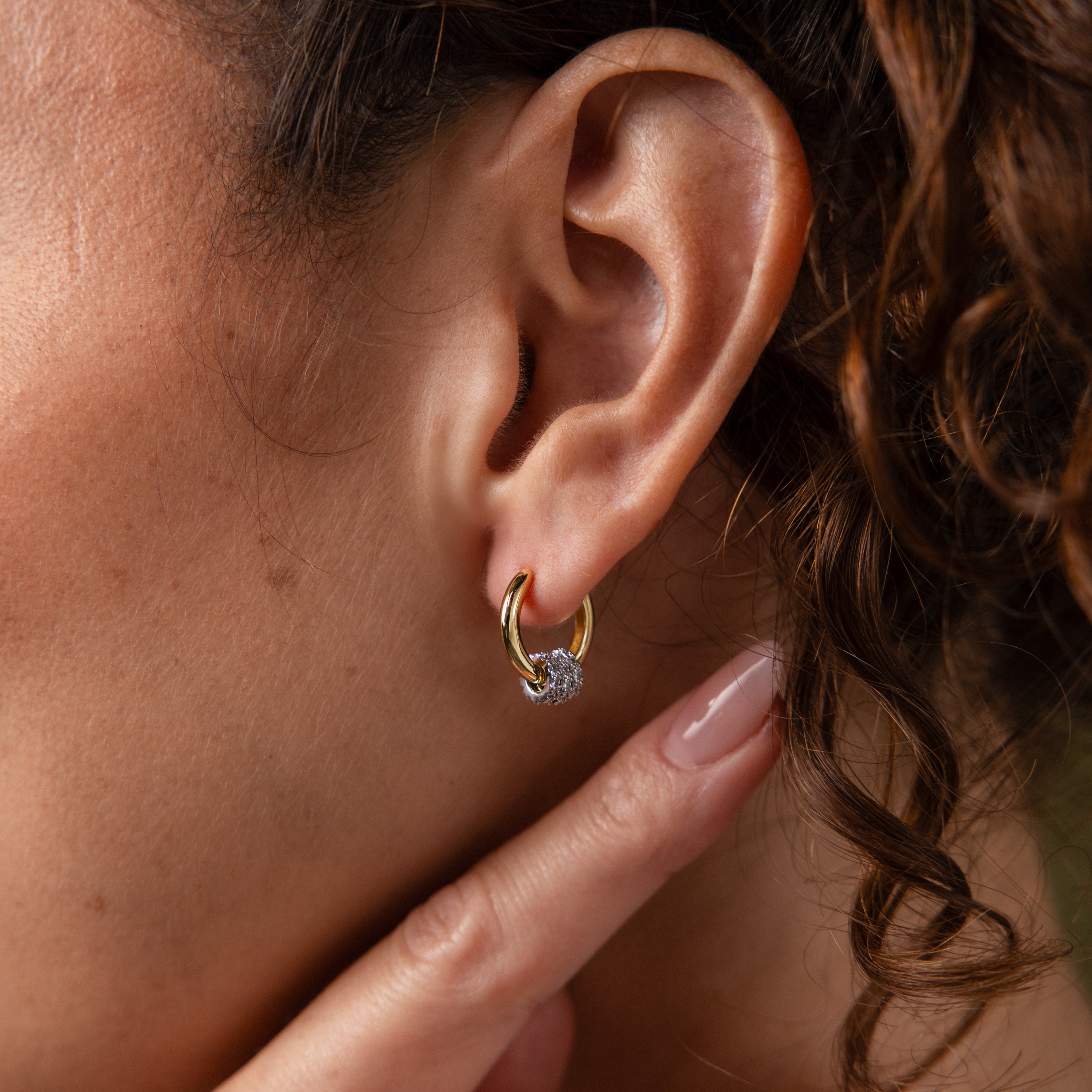 Mixed Metal Pave Hoops